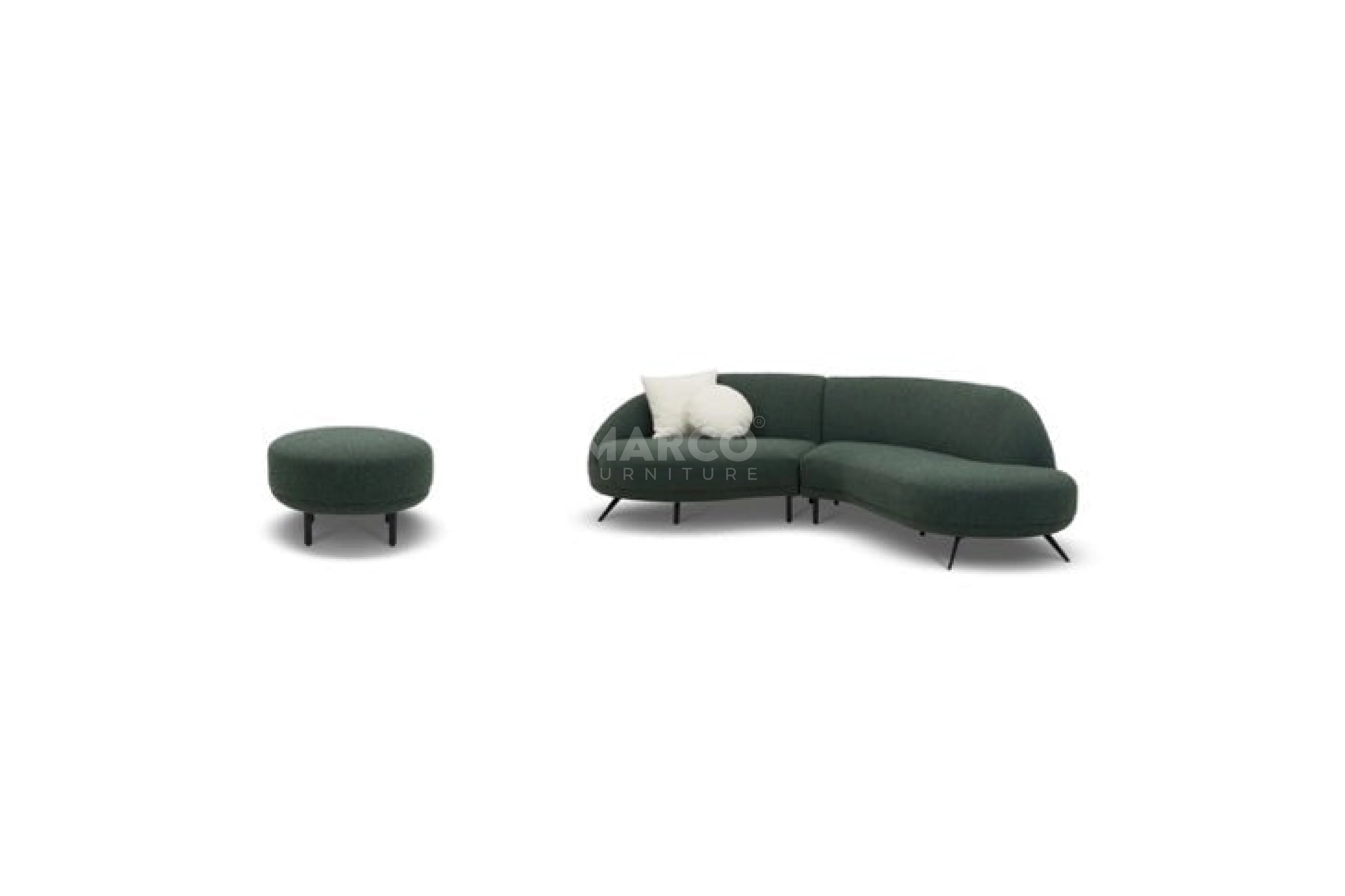 Legato Fabric Chaise Lounge - Curved Fabric Sofa - Image 3