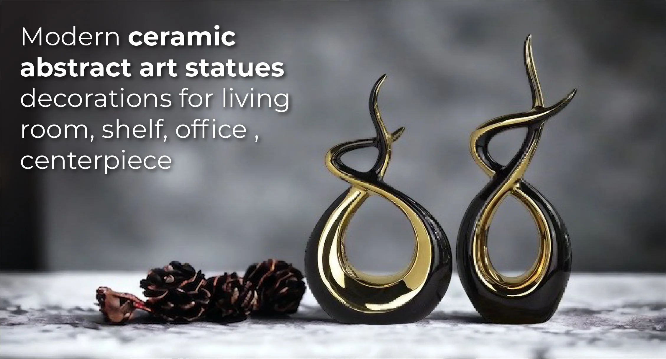 Ceramic Flame Sculpture Black & Gold - Image 7