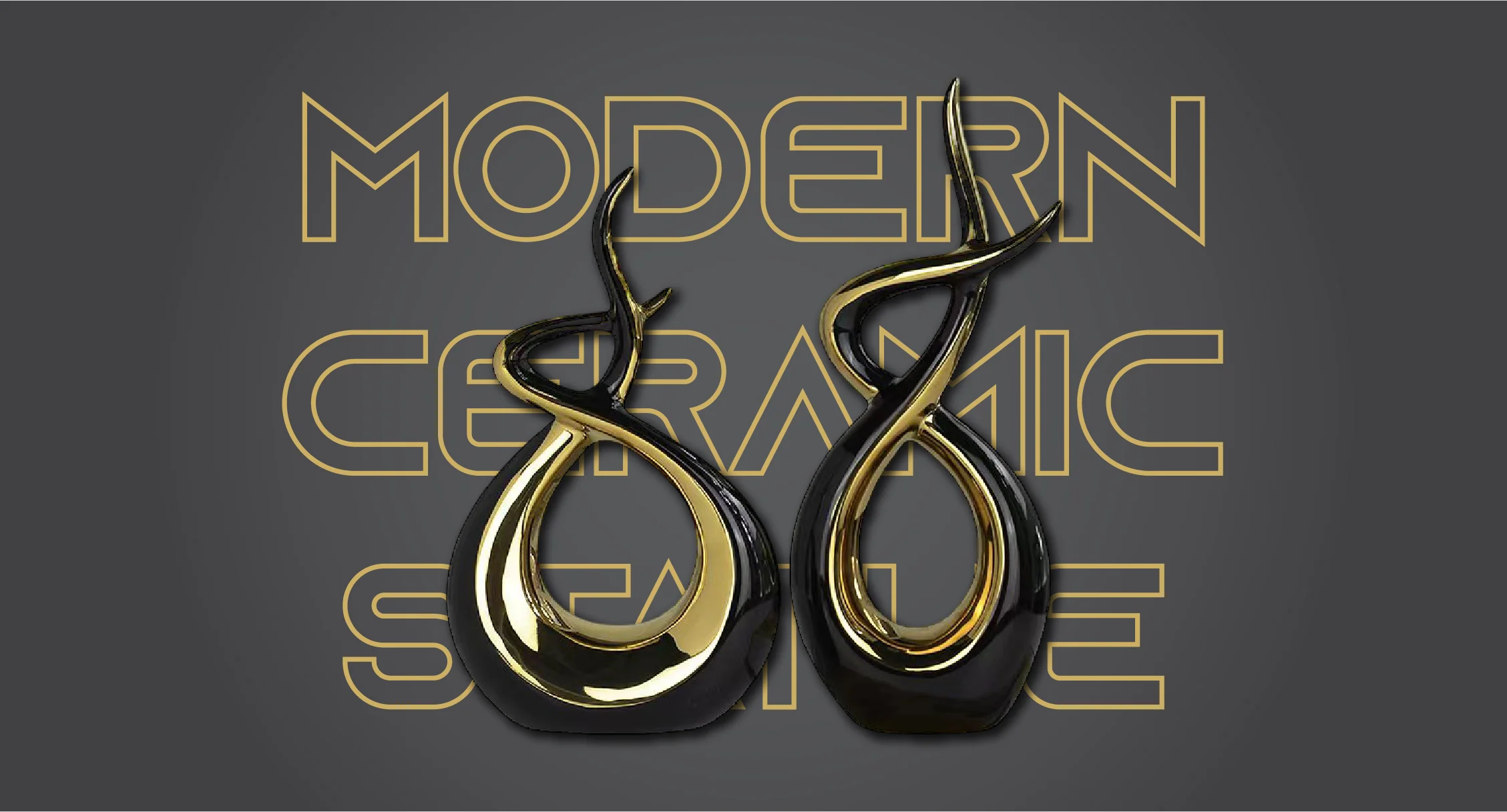 Ceramic Flame Sculpture Black & Gold - Image 8