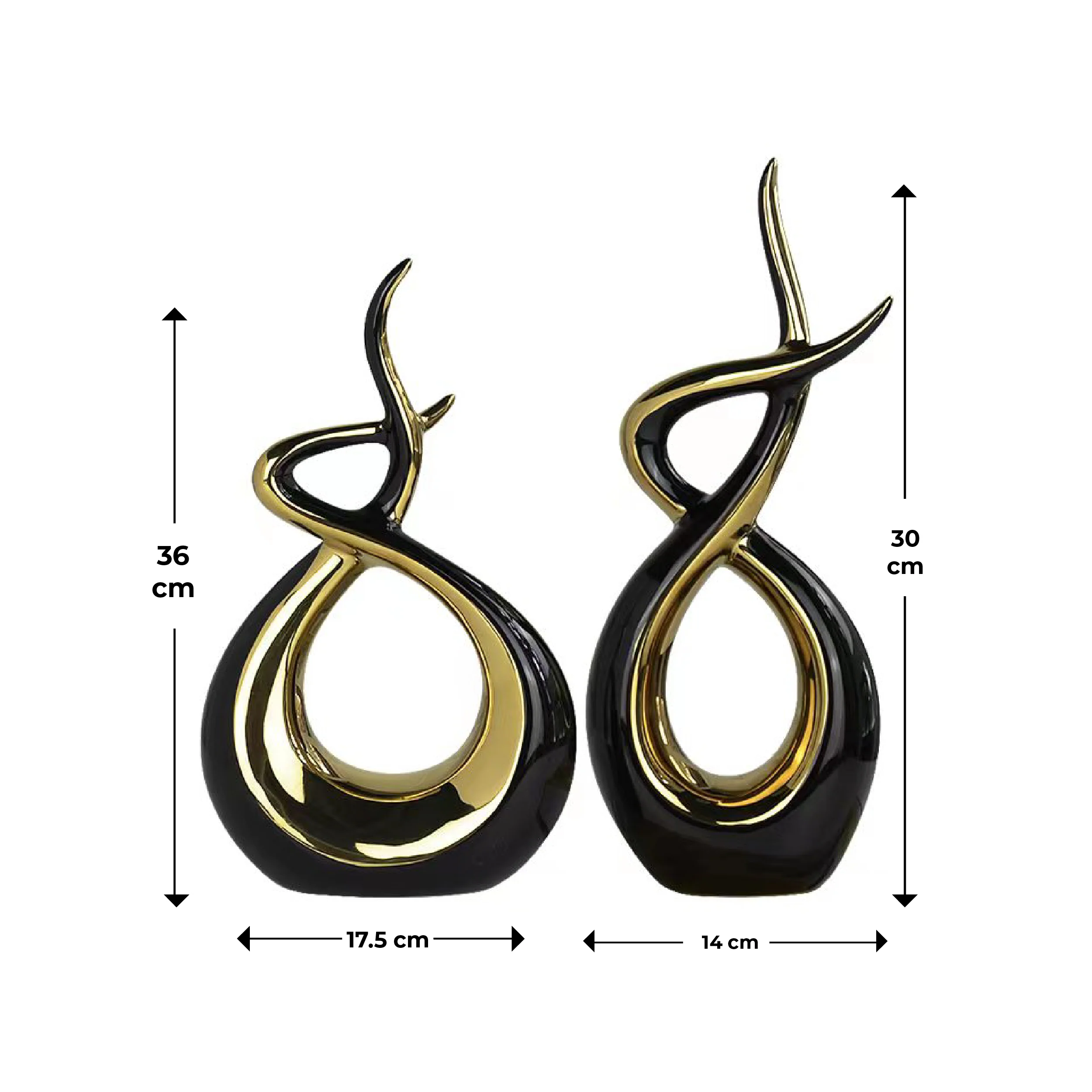 Ceramic Flame Sculpture Black & Gold - Image 9