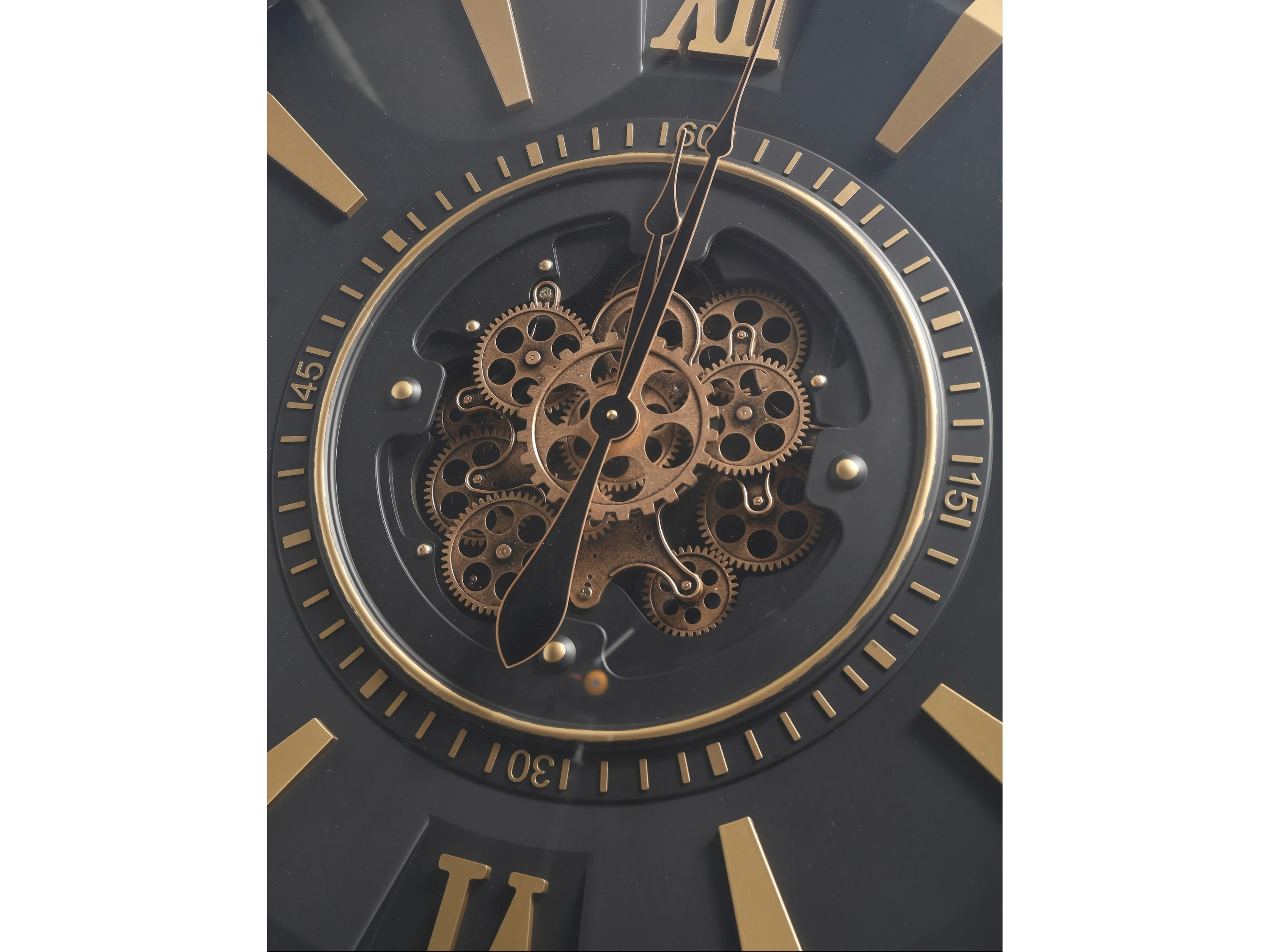 London Roman Numeral Gear Large Wall Clock - Black (80 cm) - Image 4