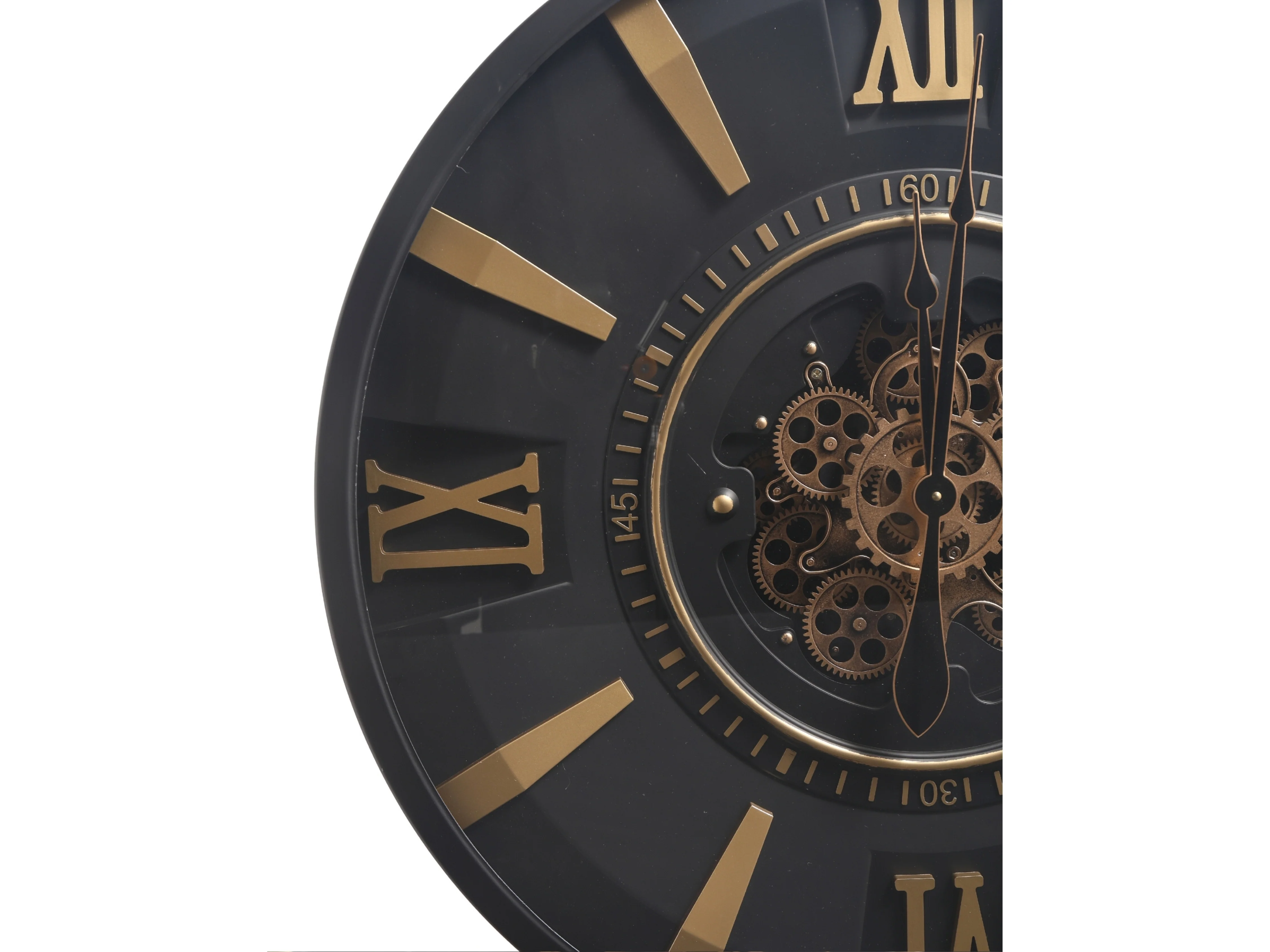 London Roman Numeral Gear Large Wall Clock - Black (80 cm) - Image 5