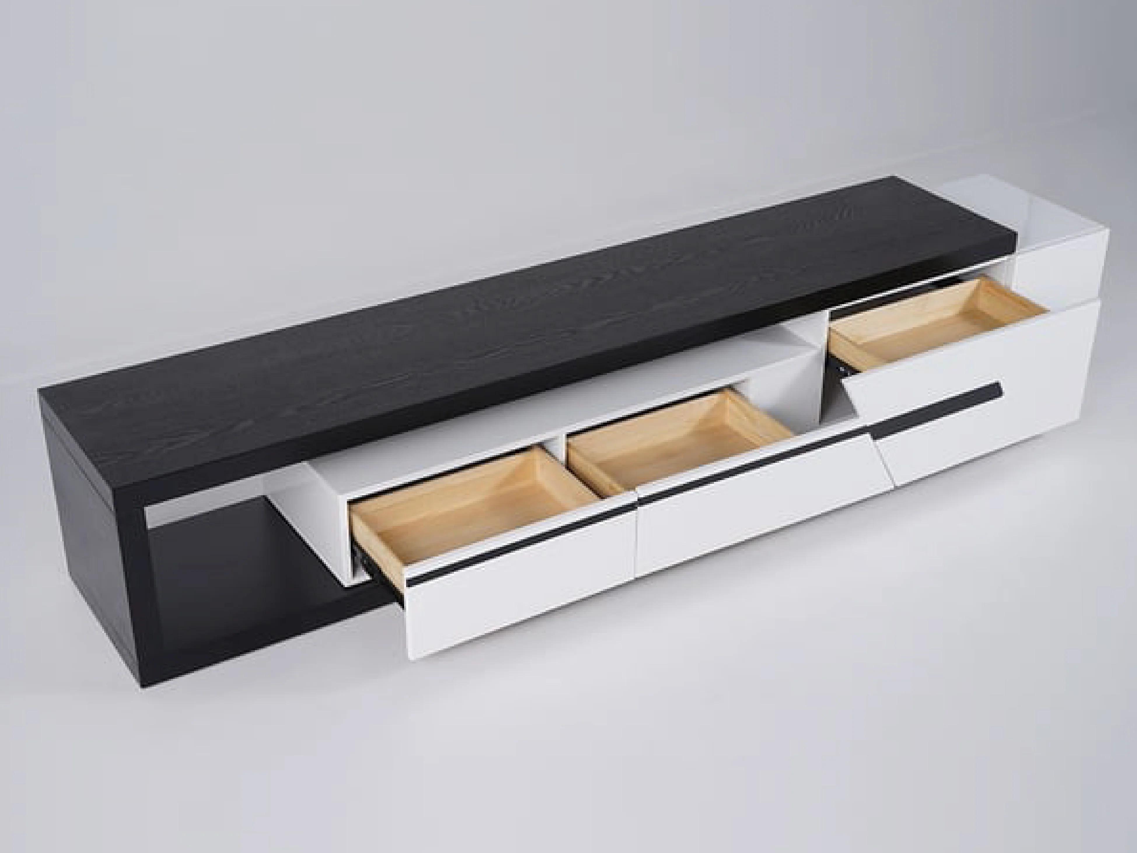 London Extendable Modern TV Unit in Black and White - Image 5