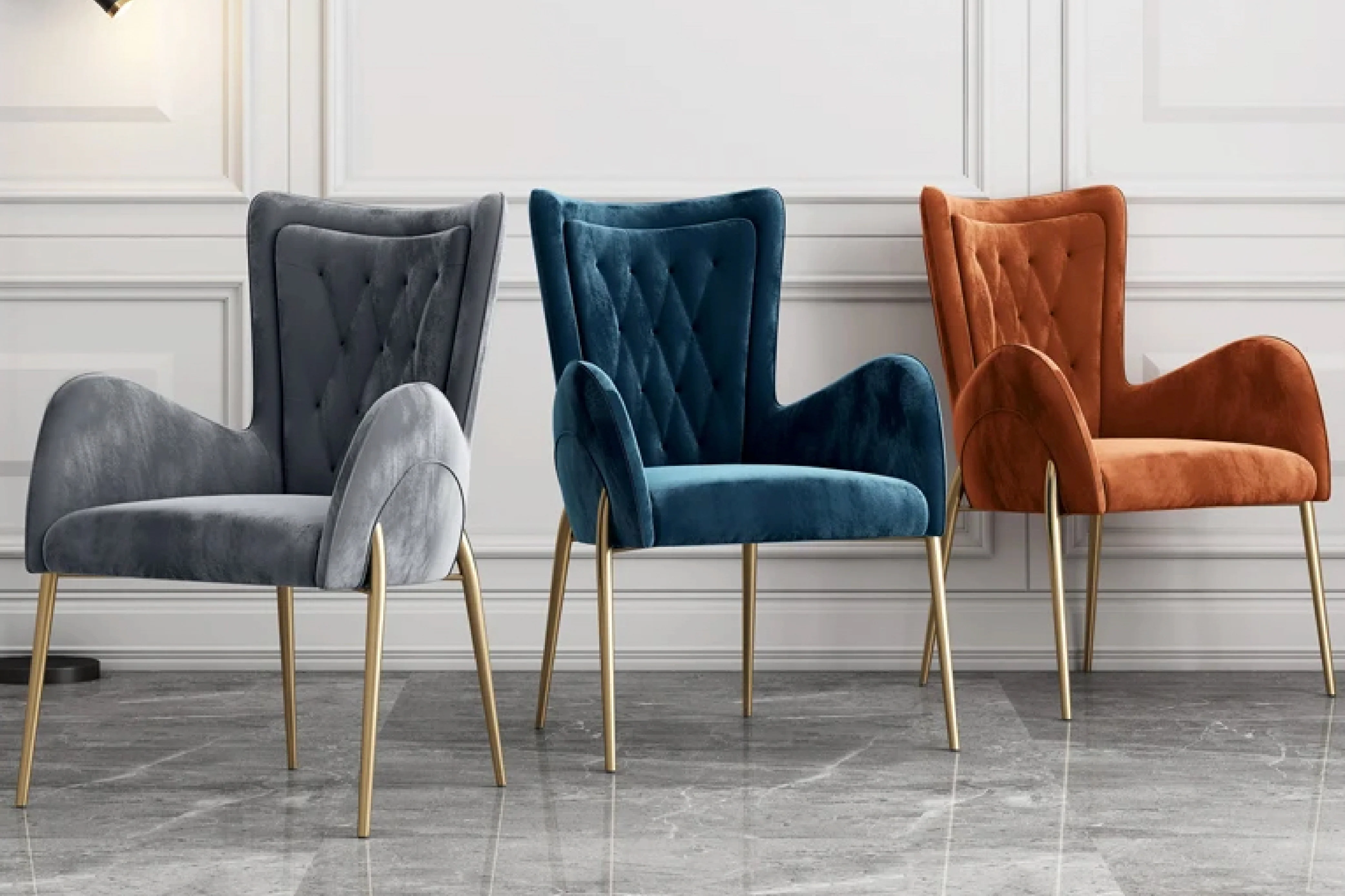 Lorenza Dining Chair – Tufted Leather Upholstery with Gold Legs - Image 11