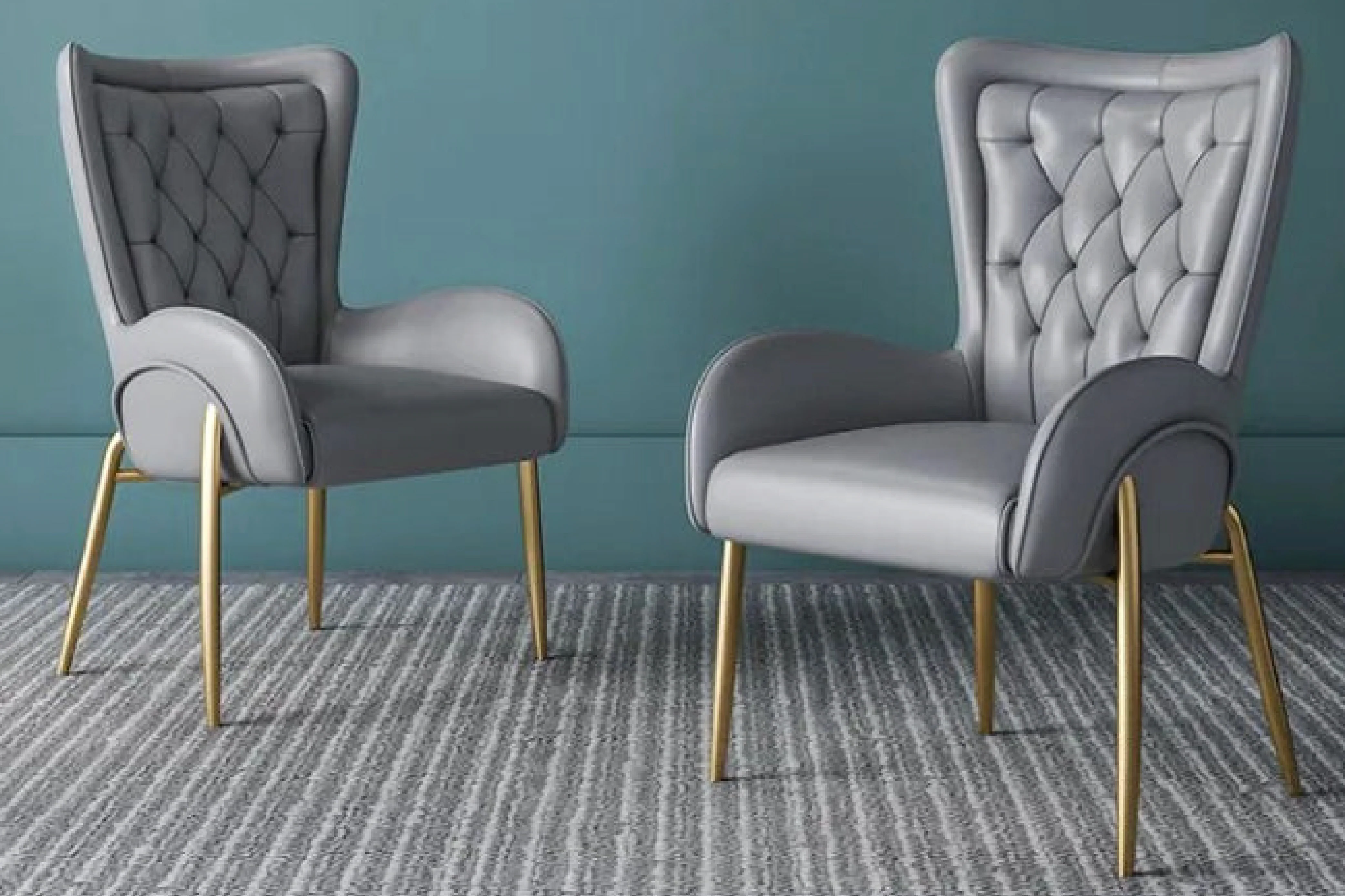 Lorenza Dining Chair – Tufted Leather Upholstery with Gold Legs - Image 12