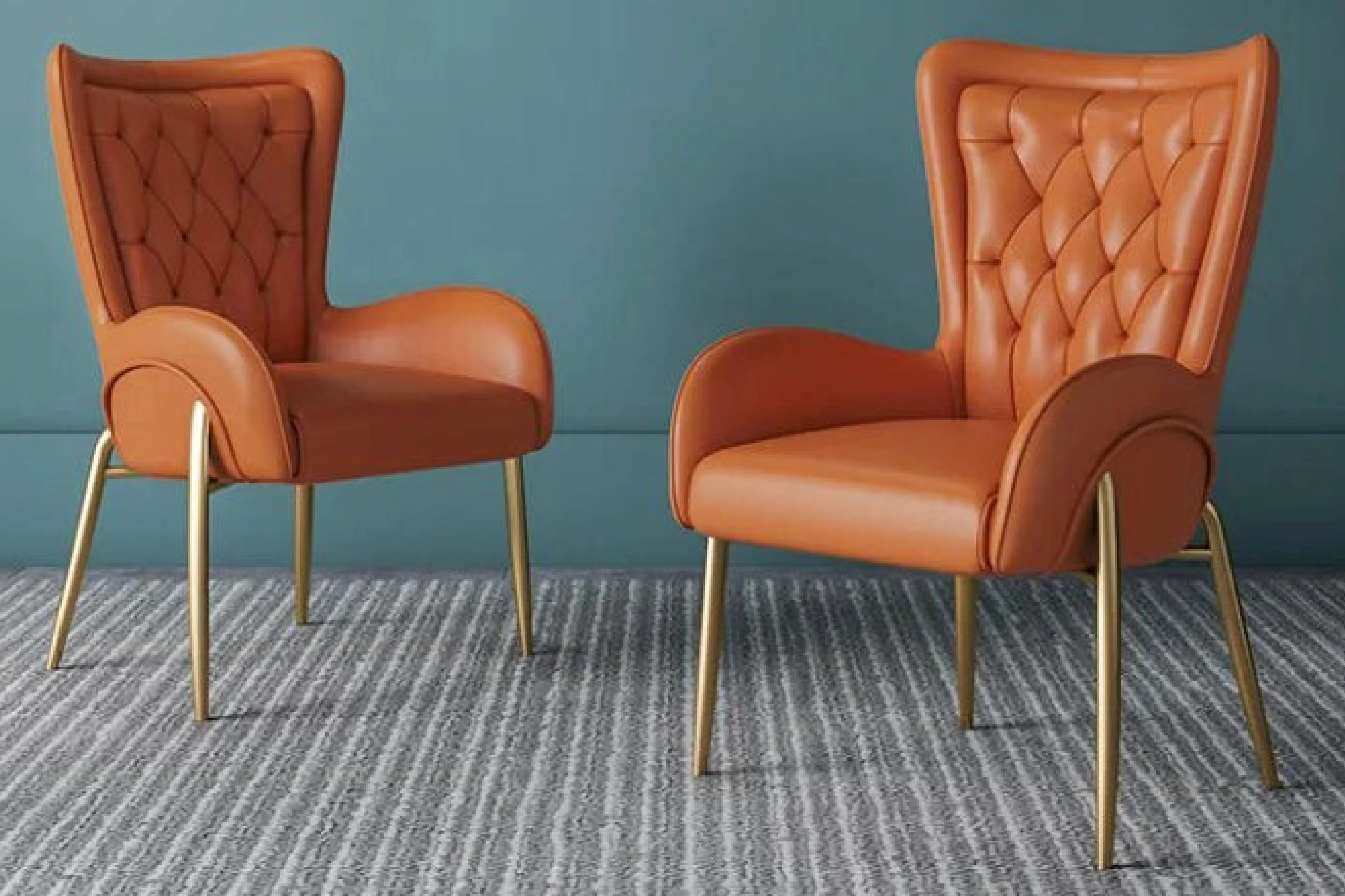 Lorenza Dining Chair – Tufted Leather Upholstery with Gold Legs - Image 13