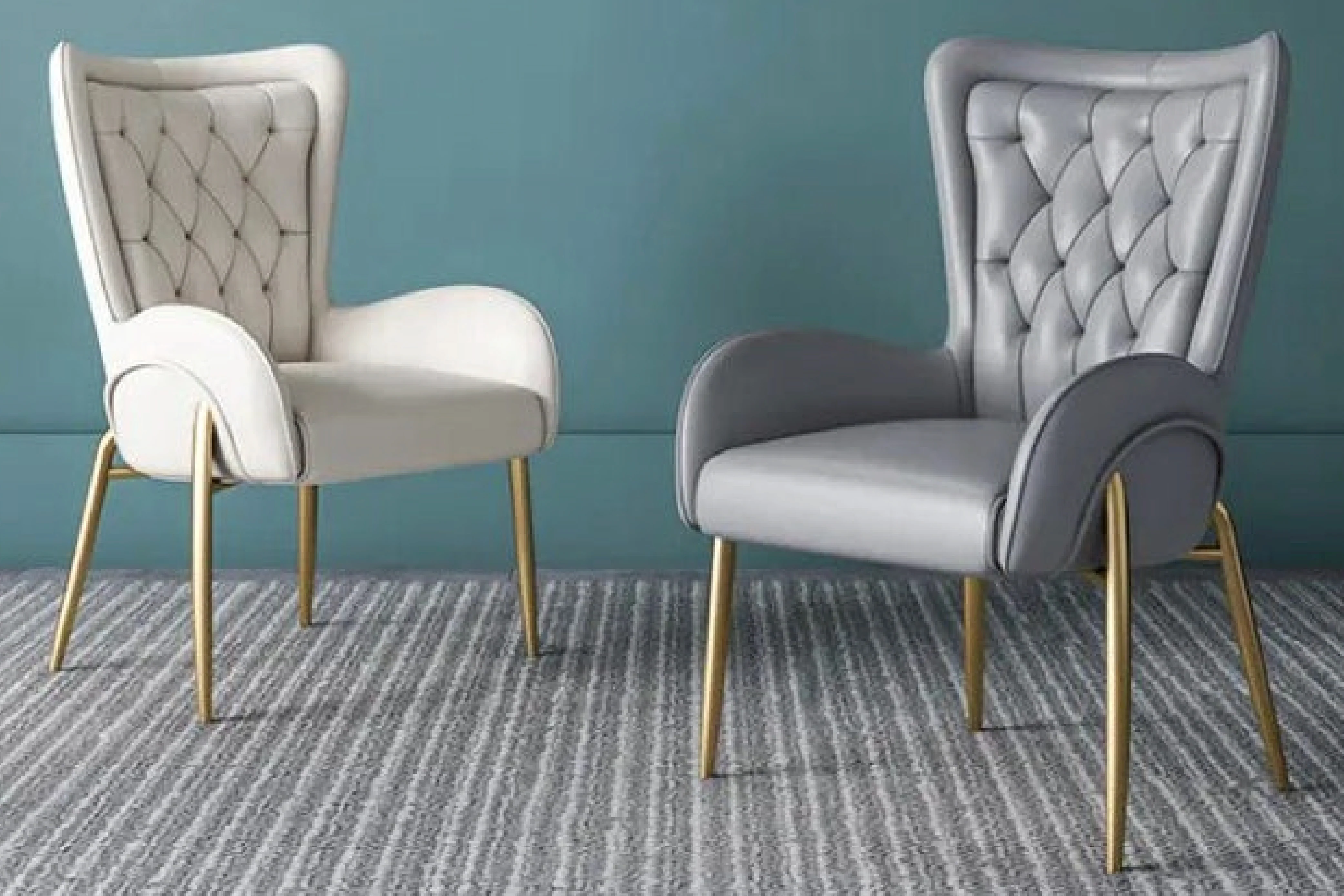 Lorenza Dining Chair – Tufted Leather Upholstery with Gold Legs - Image 14