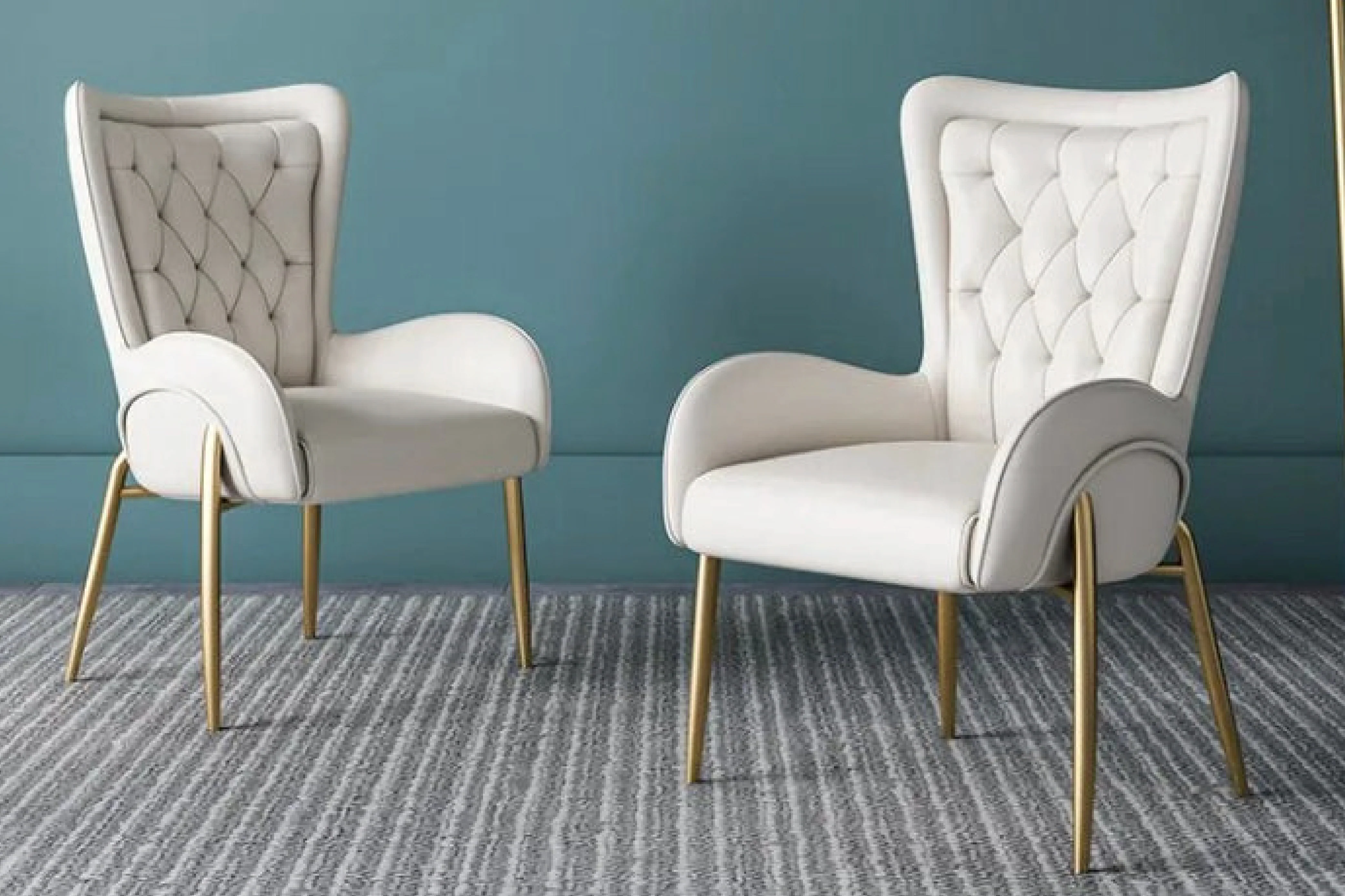 Lorenza Dining Chair – Tufted Leather Upholstery with Gold Legs - Image 15