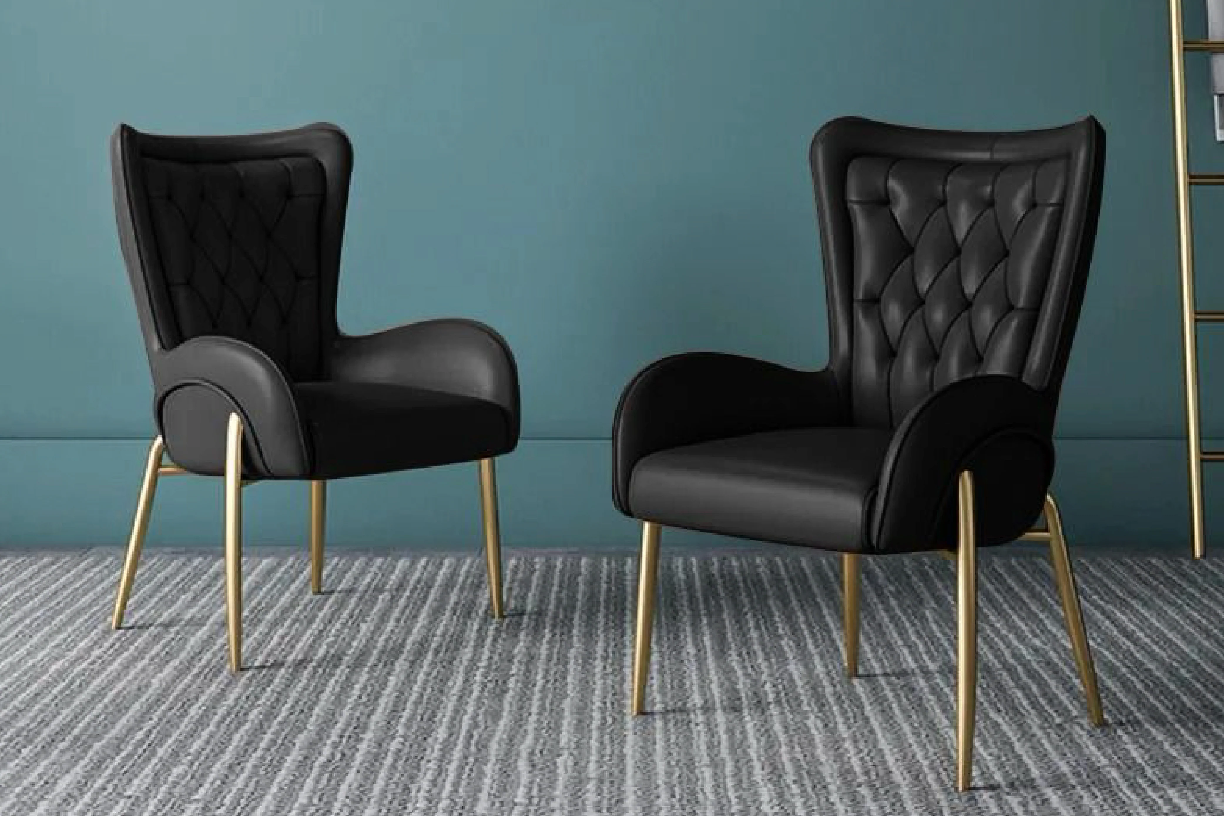 Lorenza Dining Chair – Tufted Leather Upholstery with Gold Legs - Image 16