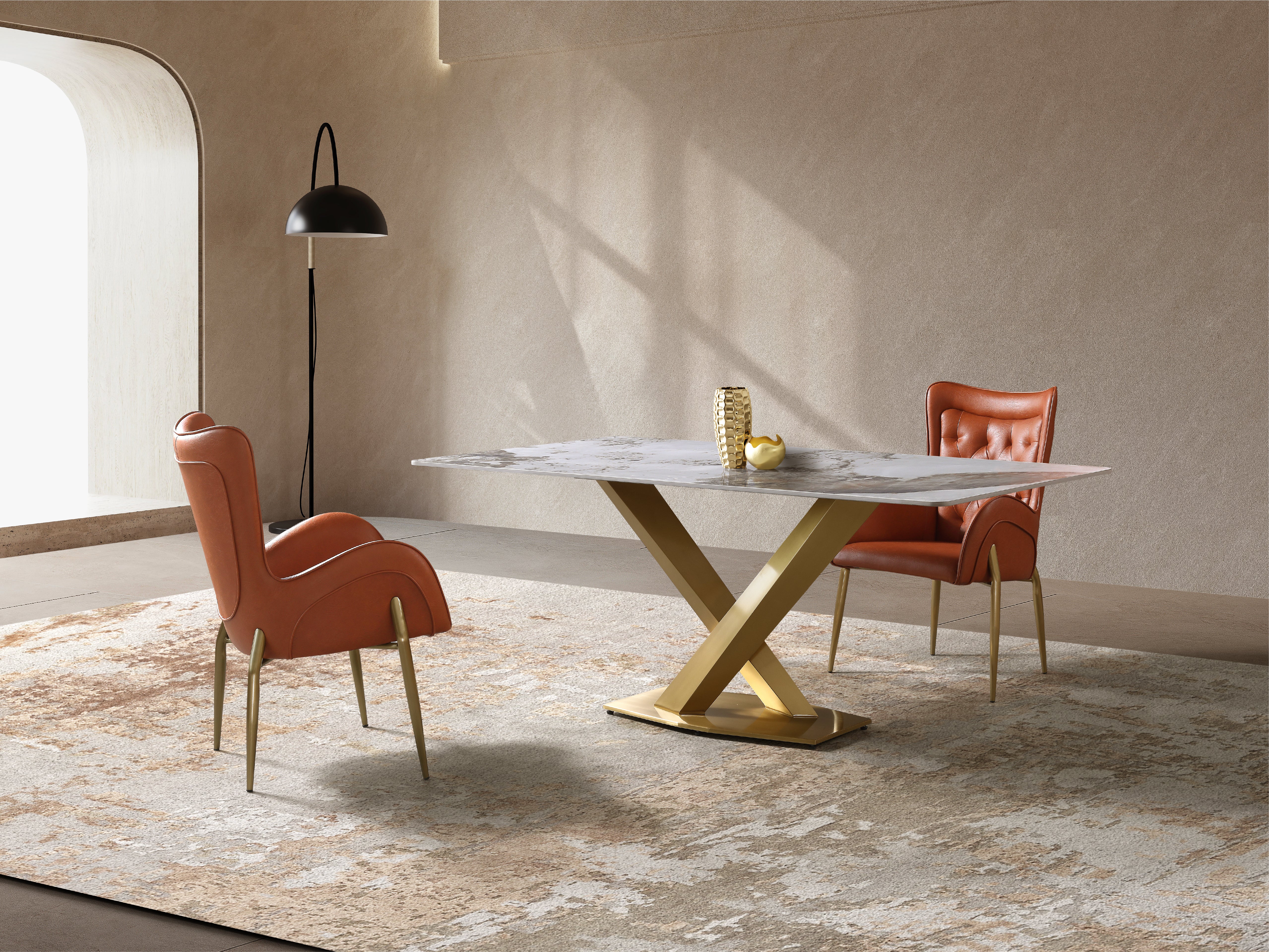 Lorenza Dining Chair – Tufted Leather Upholstery with Gold Legs - Image 4