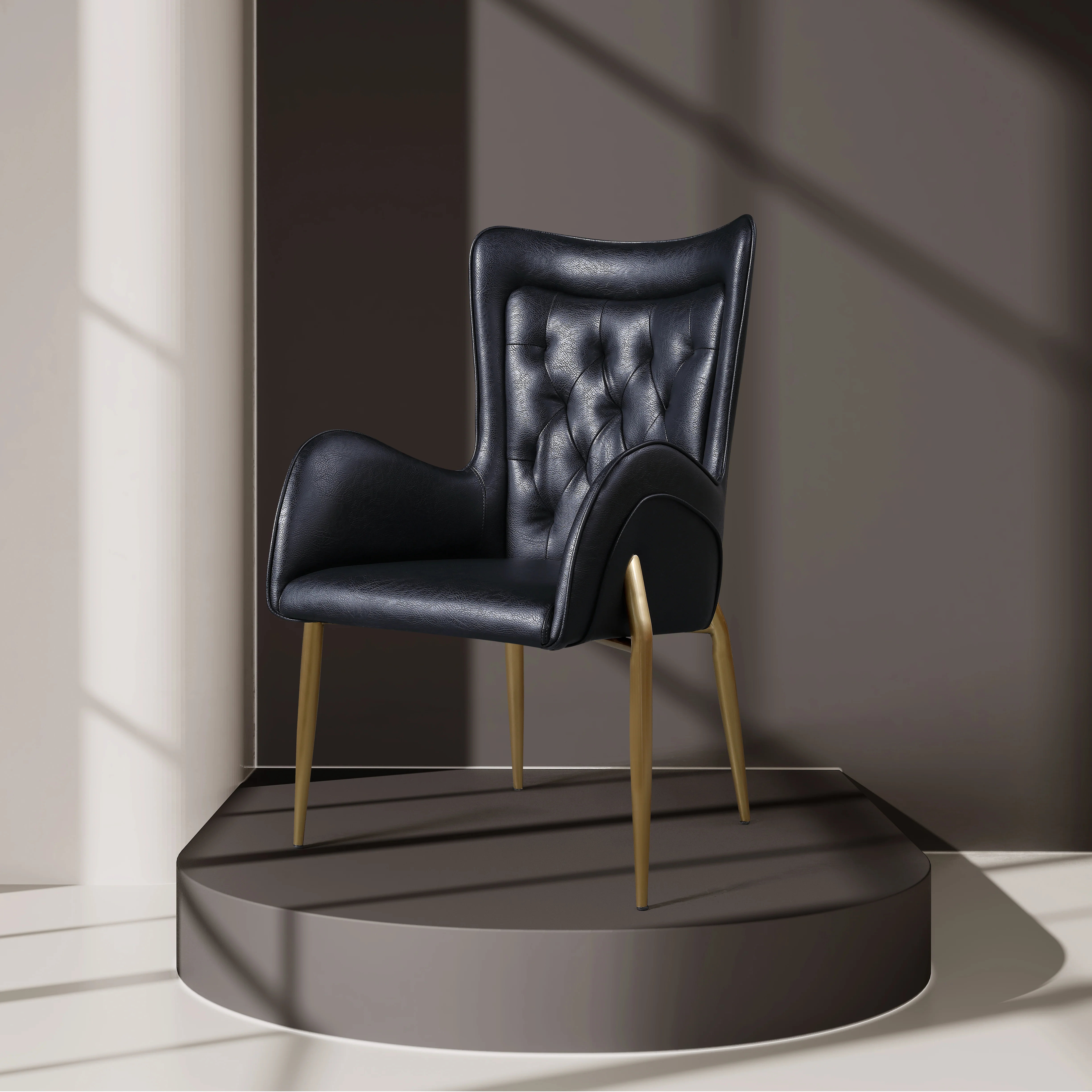 Lorenza Dining Chair – Tufted Leather Upholstery with Gold Legs - Image 6