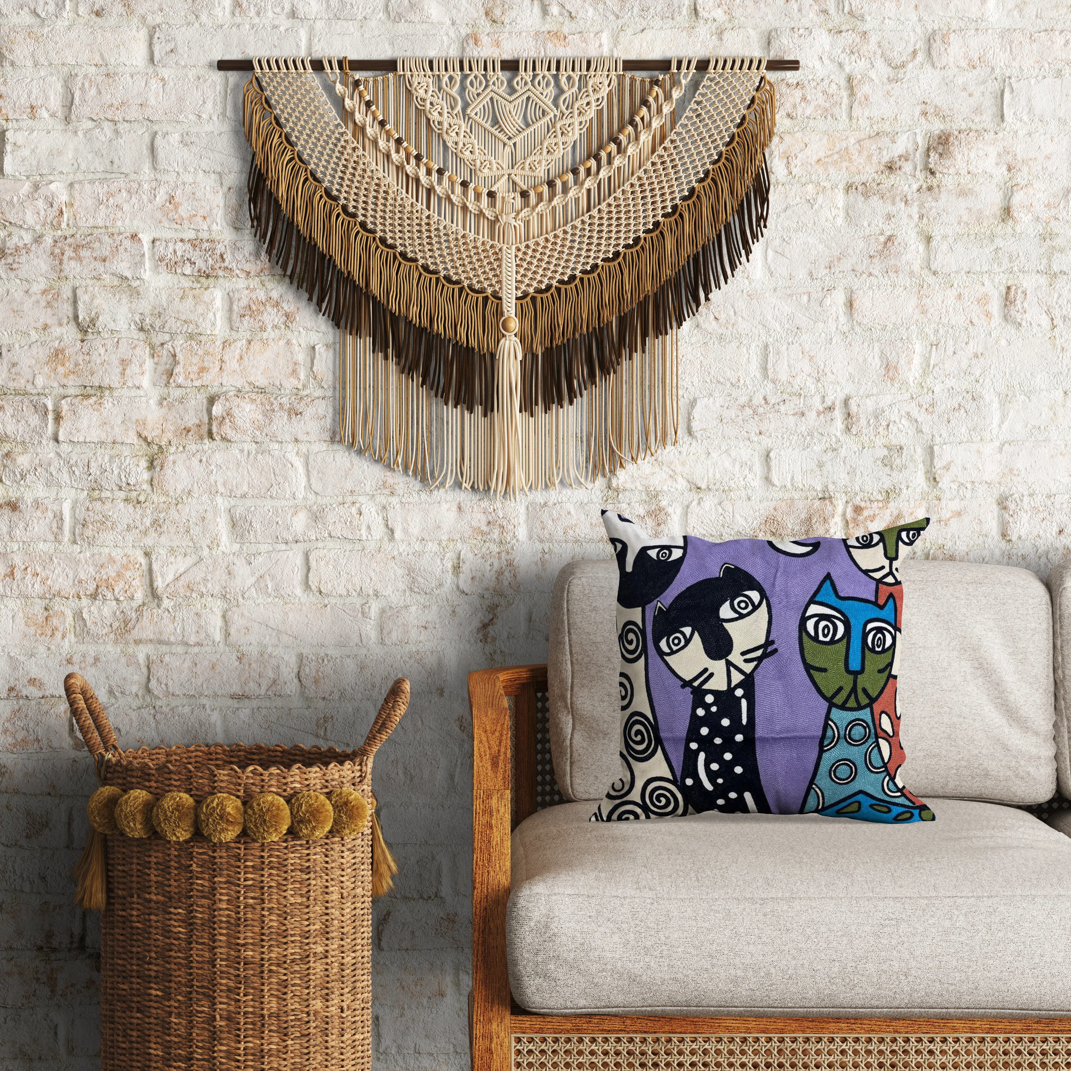 Lurel Burch Inspired Abstract Cat Art Cushion - Image 4