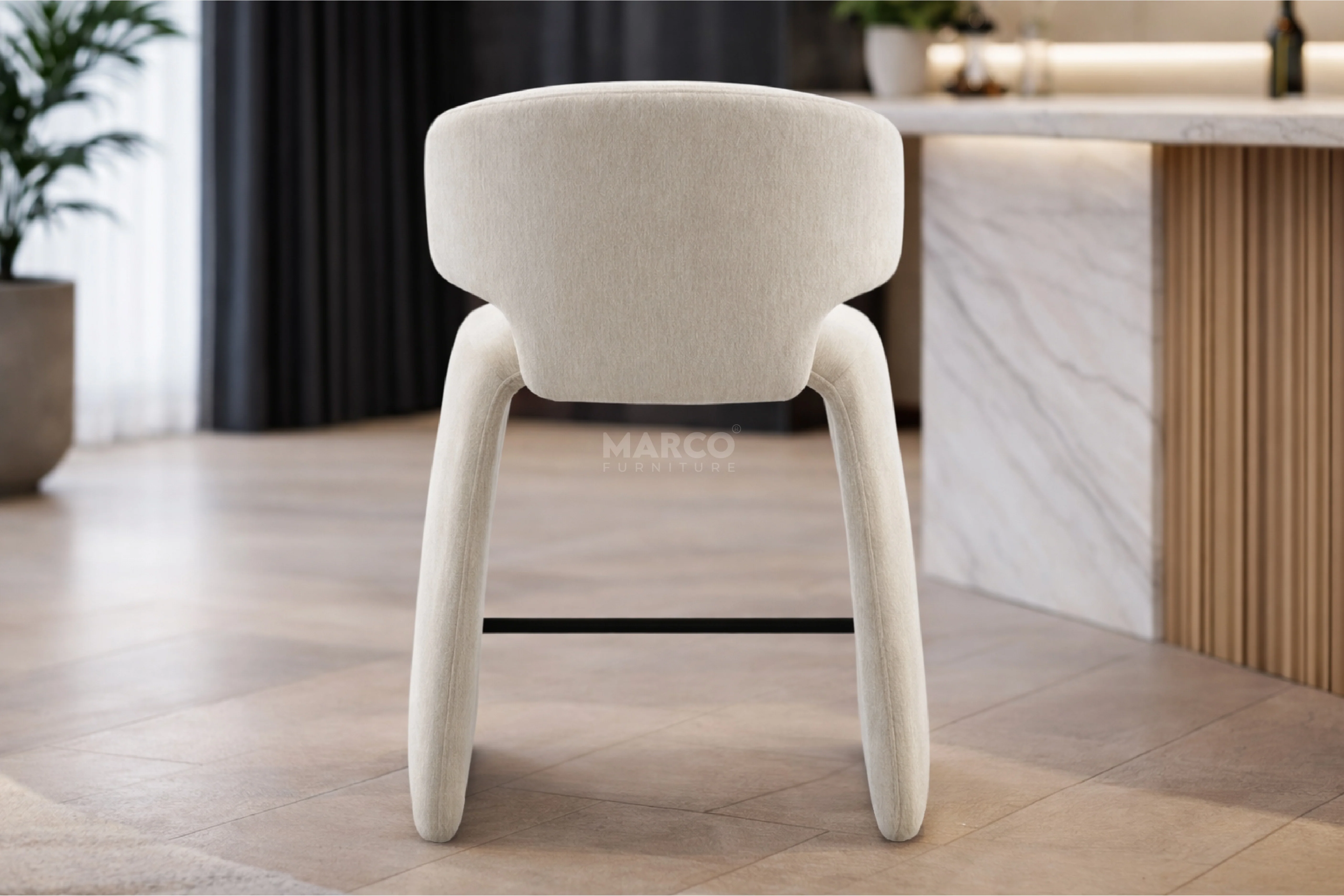 Luxe Fabric Bar Chair - Upholstered Bar Stool - Image 4
