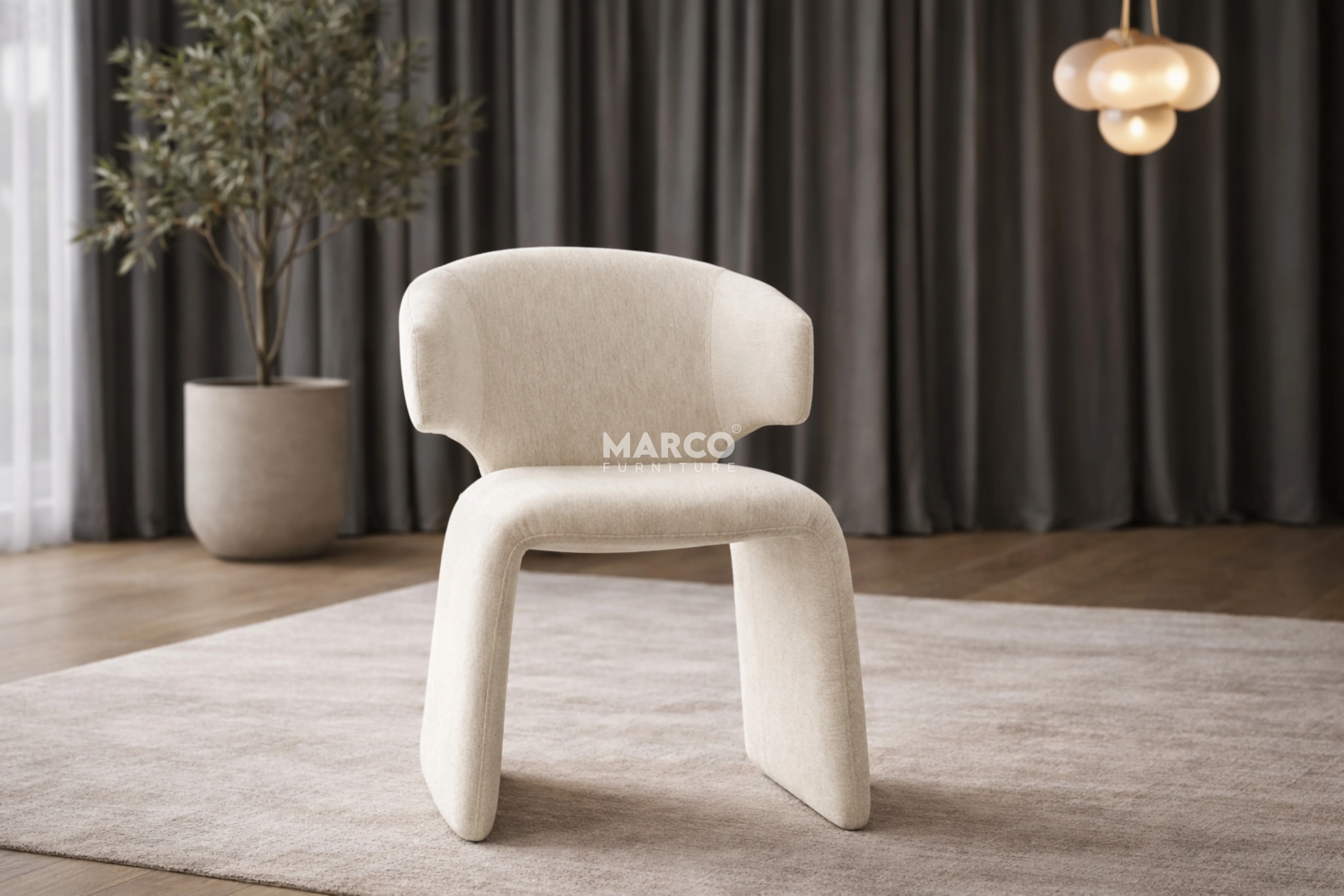 Luxe Fabric Upholstered Modern Dining Chair - Image 2