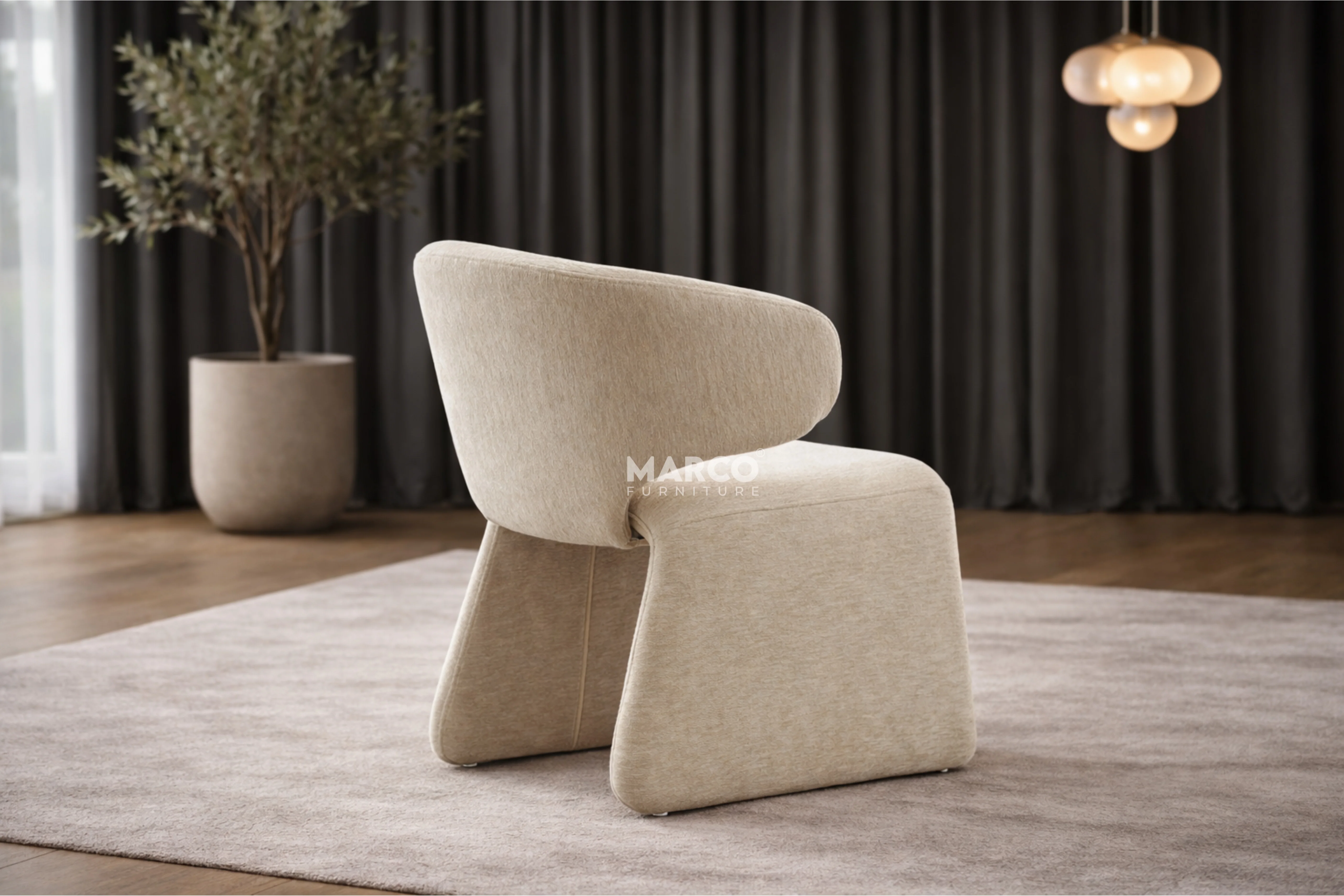 Luxe Fabric Upholstered Modern Dining Chair - Image 3