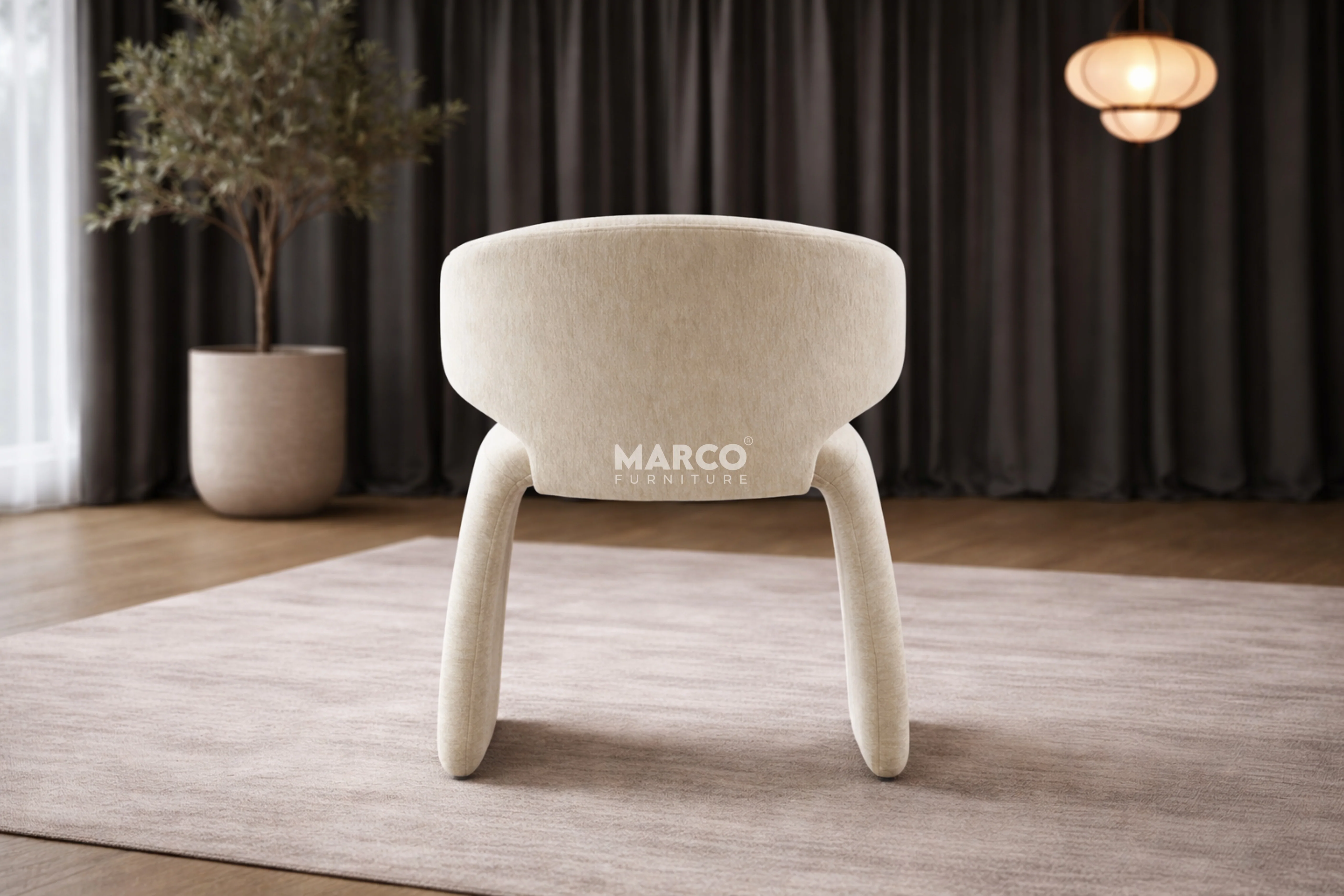 Luxe Fabric Upholstered Modern Dining Chair - Image 4