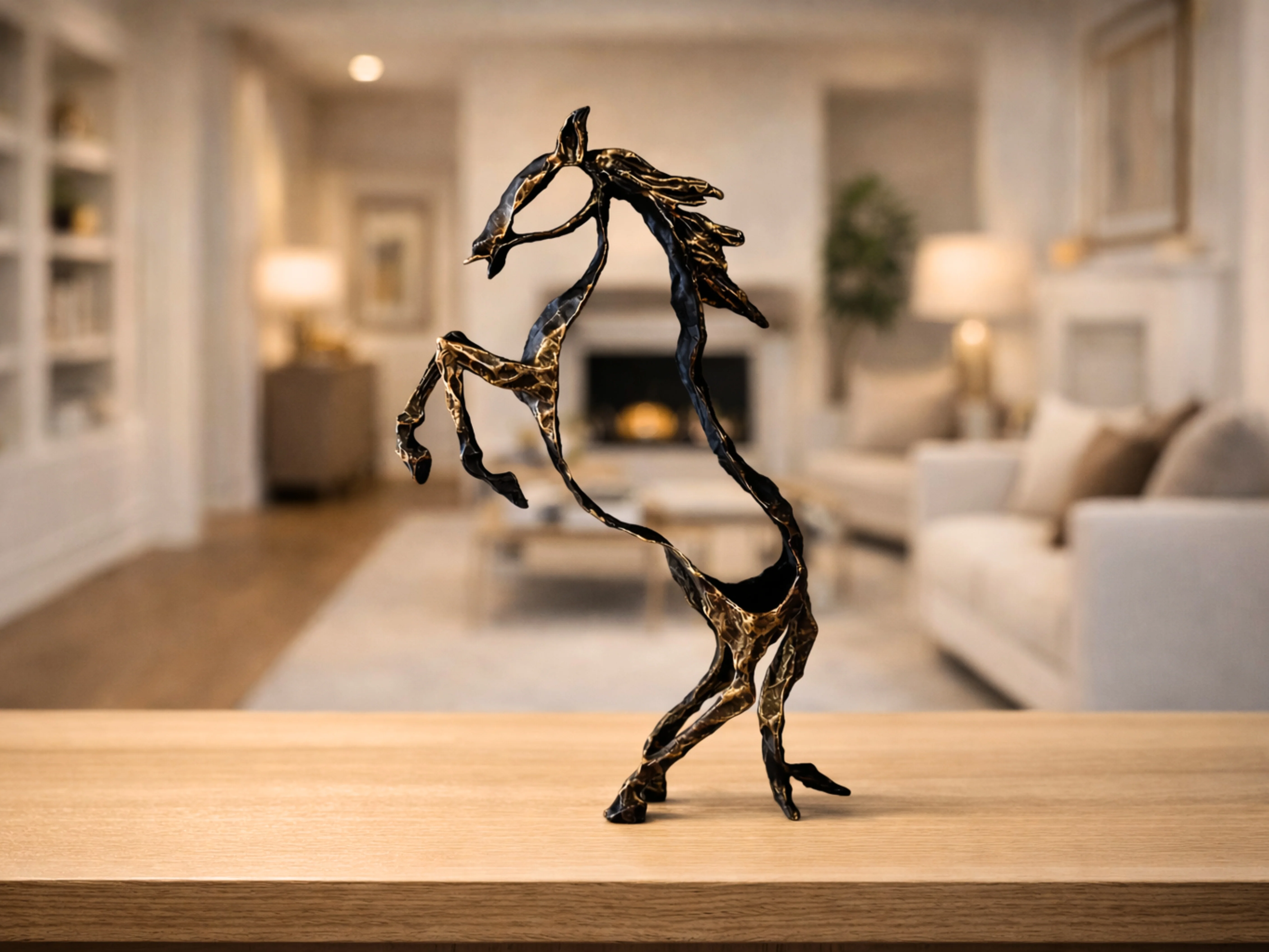 Abstract Rearing Horse Sculpture