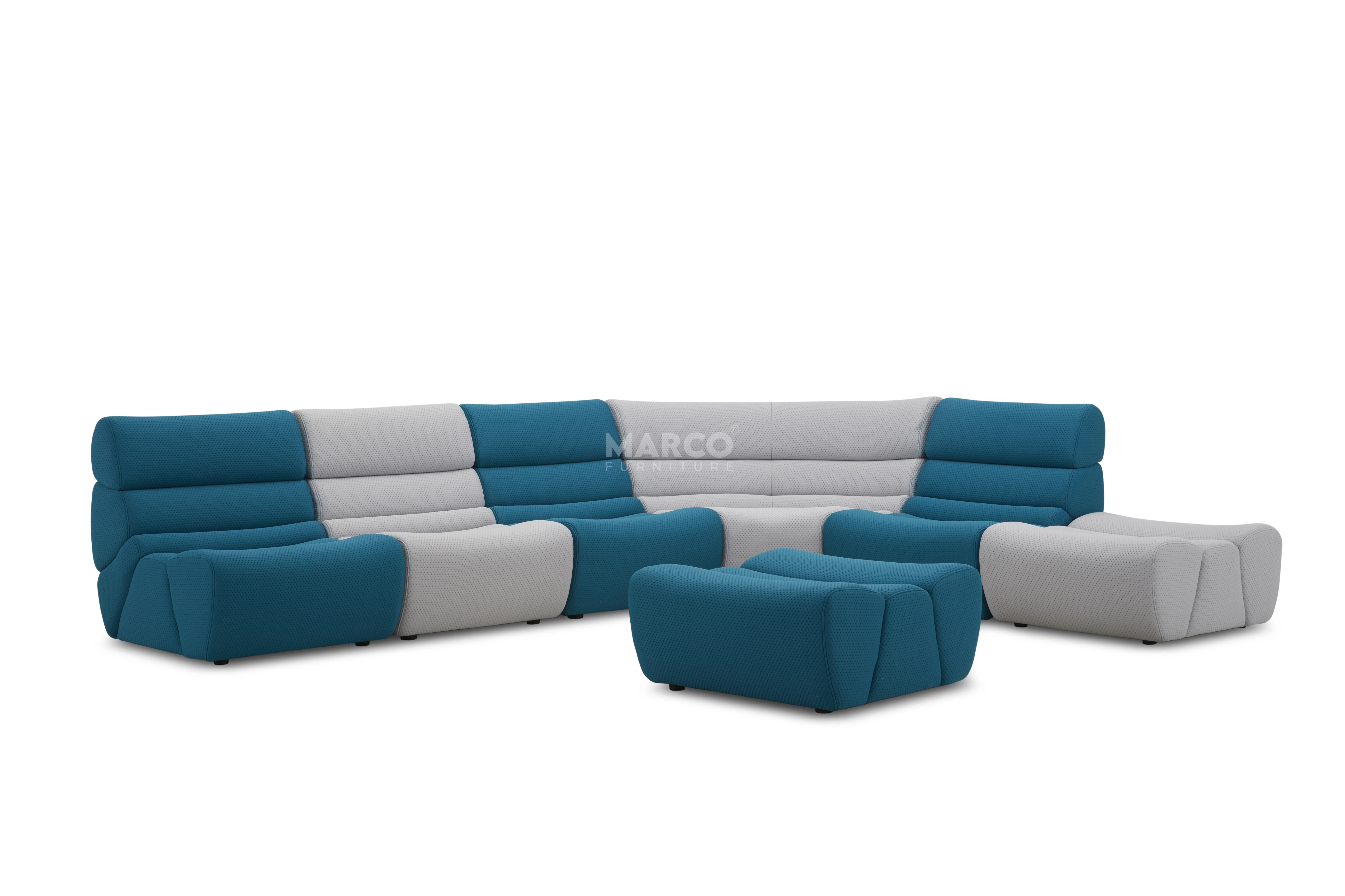 Manchester Corner Lounge Sofa with Ottomans – Modern Sectional Couch - Image 7