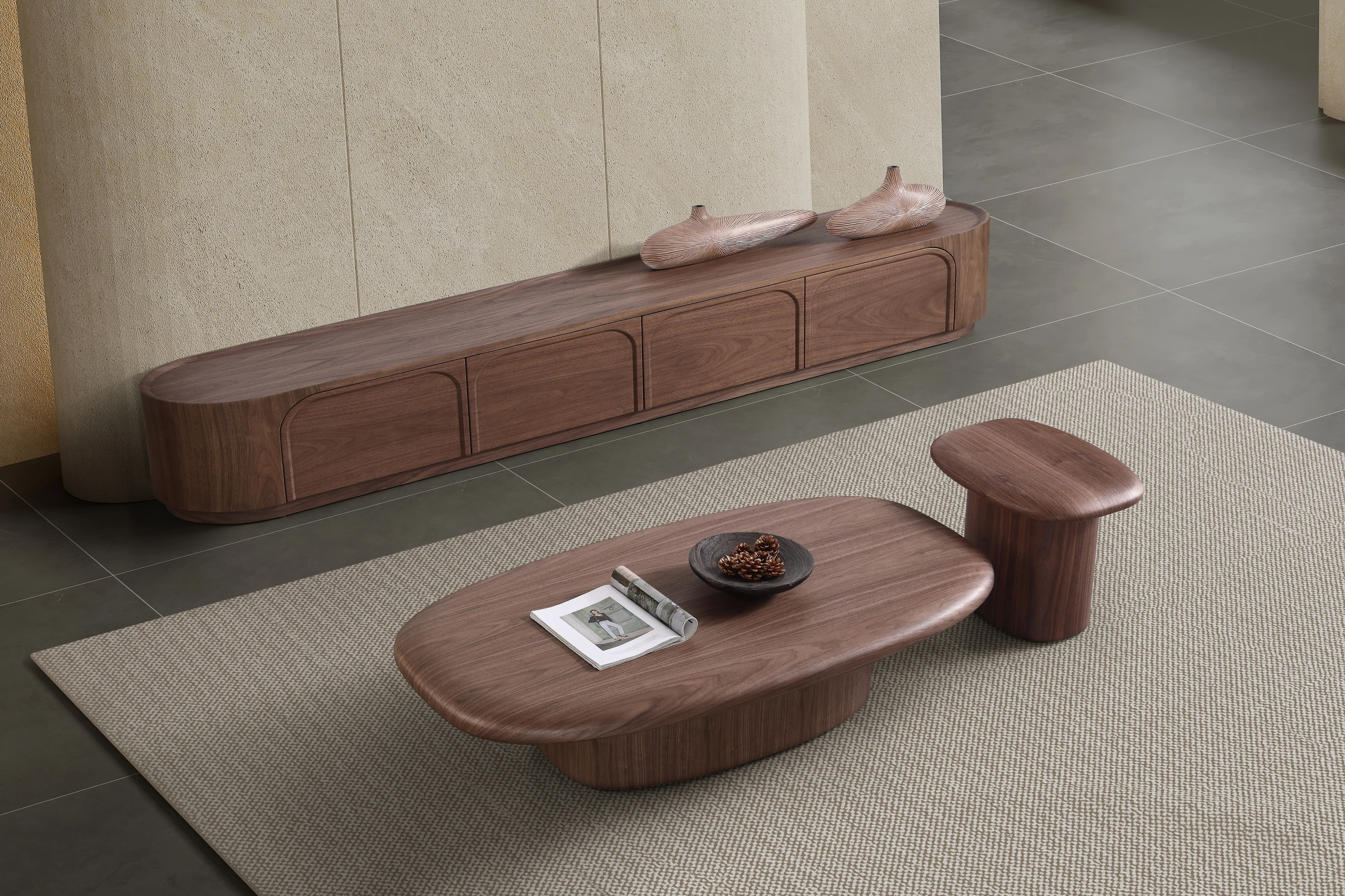 Marcella Walnut Corner Table - Image 2