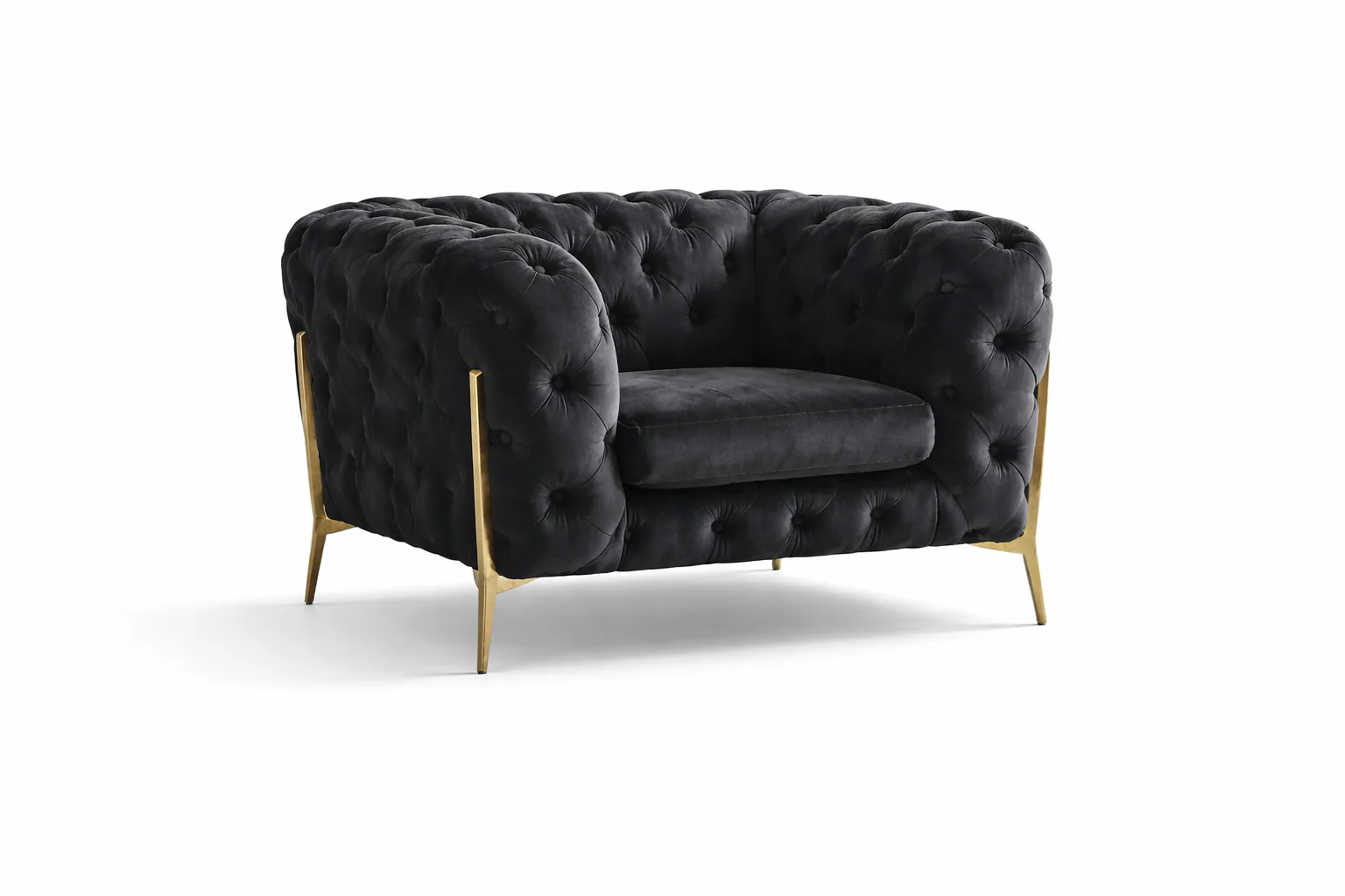 Marcus Velvet Chesterfield Sofa – Black Tufted Lounge with Gold Legs - Image 6