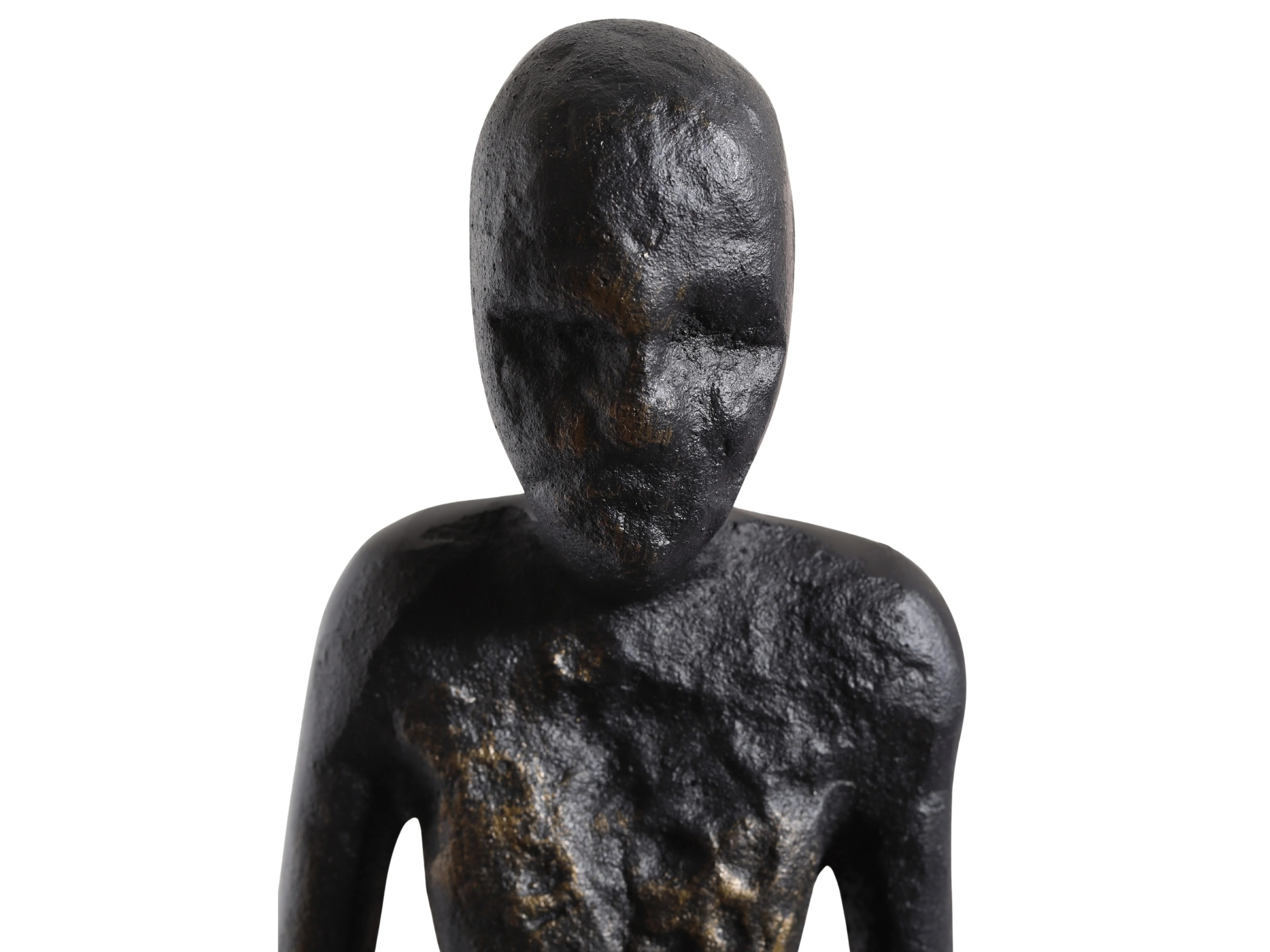 Minimalist Long-Legged Figurine – Black & Gold Metal Sculpture - Image 6