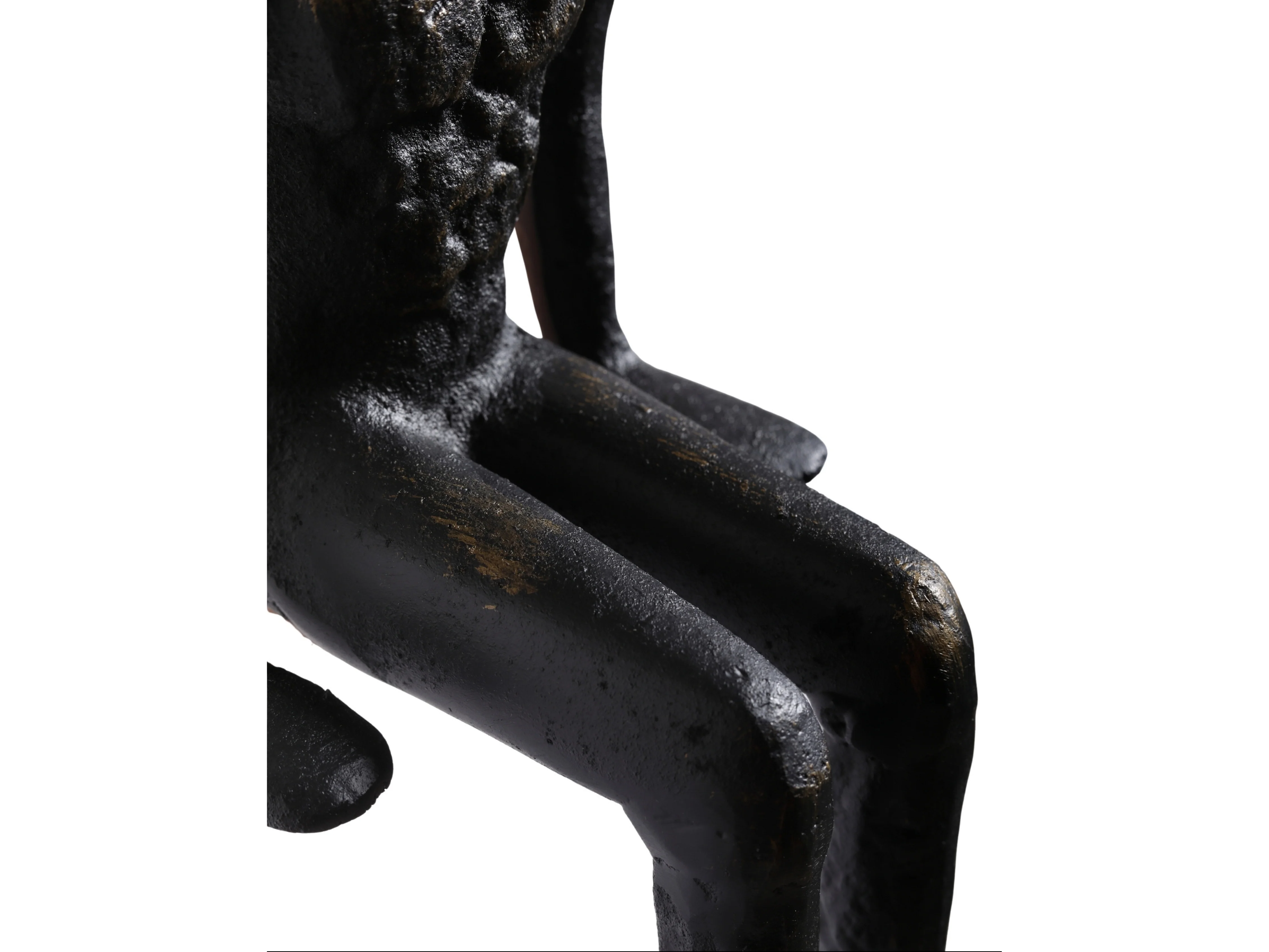 Minimalist Long-Legged Figurine – Black & Gold Metal Sculpture - Image 7