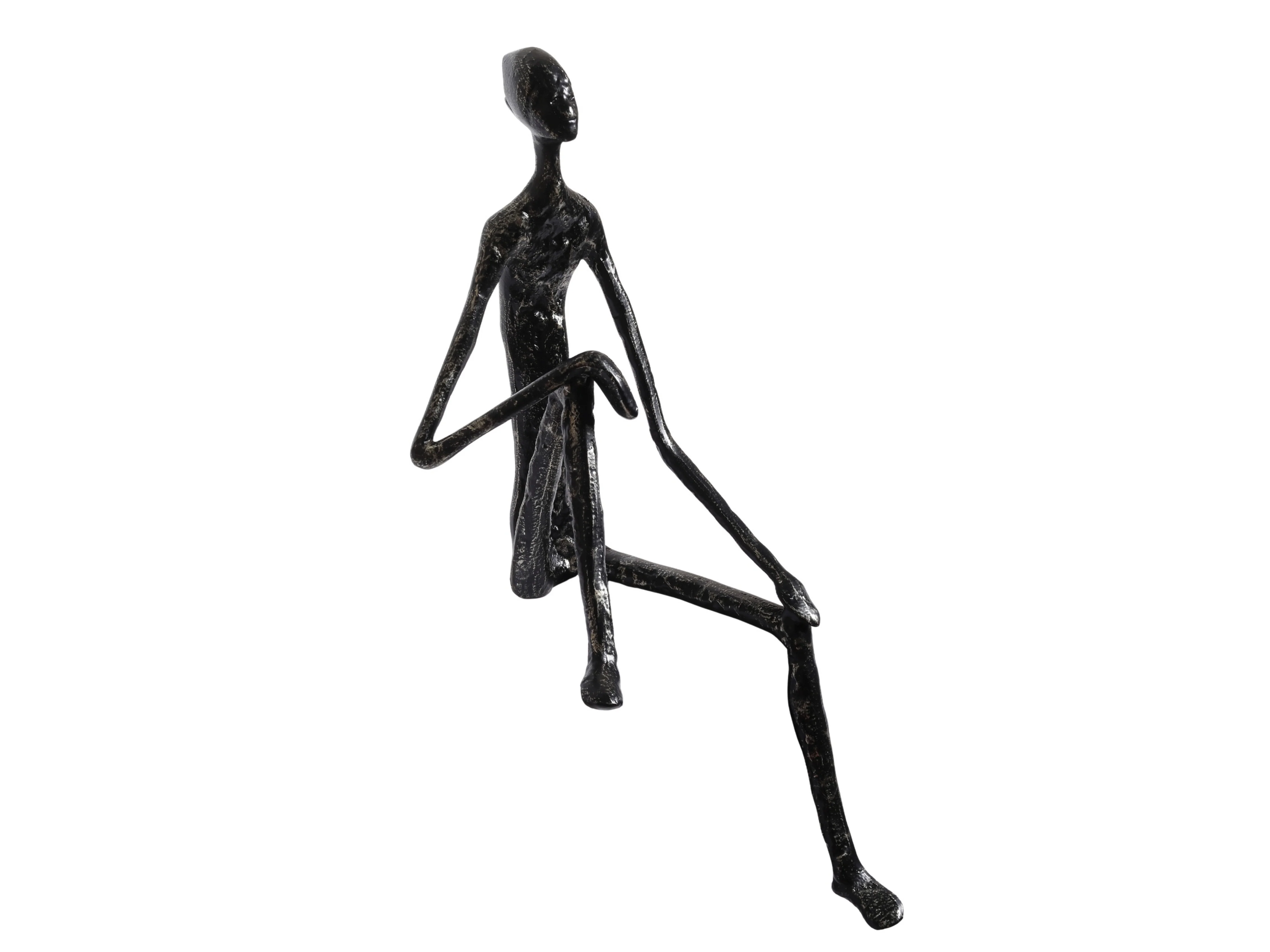 Minimalist Nordic Sitting Figurine – Black & Gold Metal - Image 12