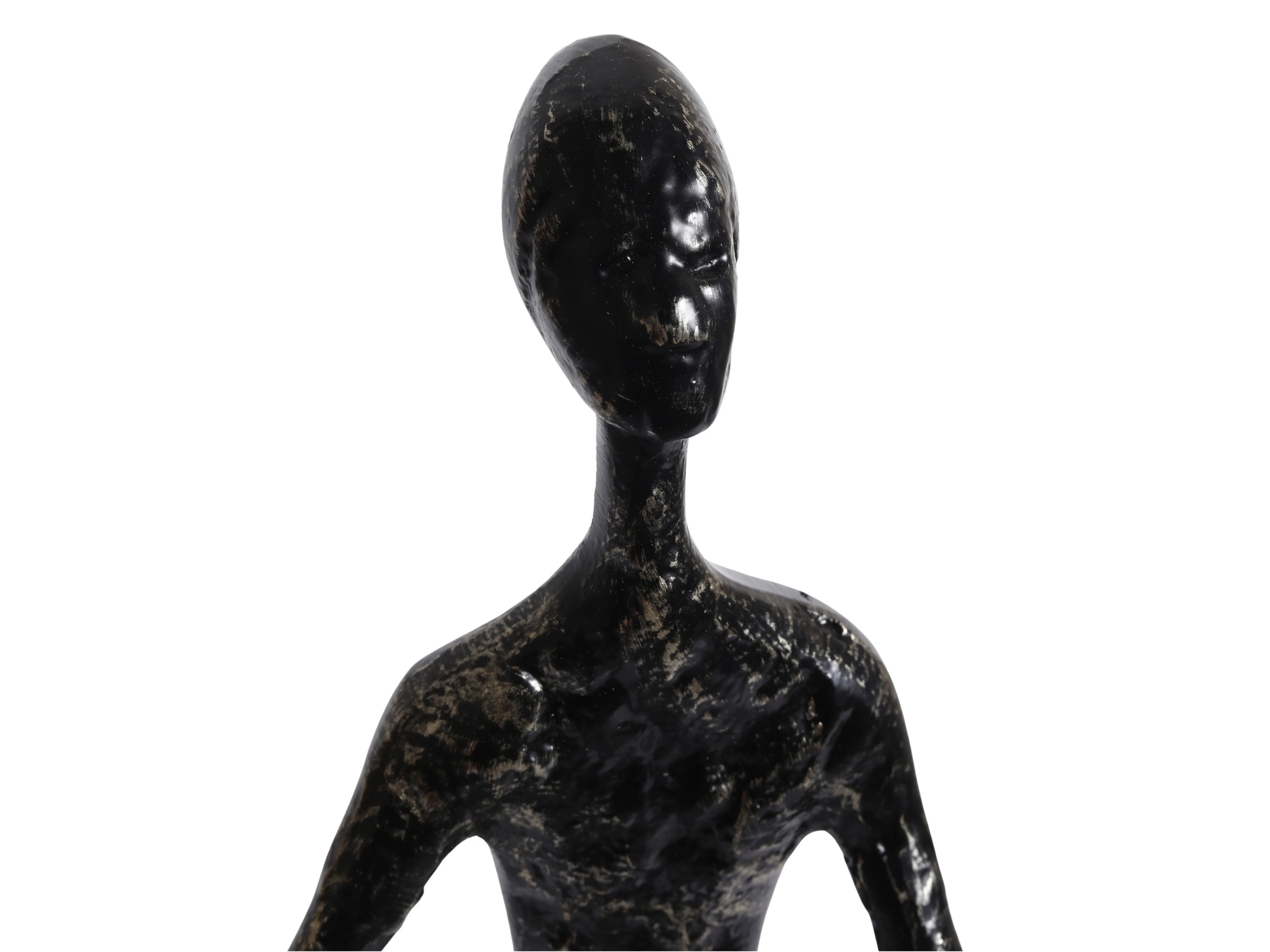 Minimalist Nordic Sitting Figurine – Black & Gold Metal - Image 13
