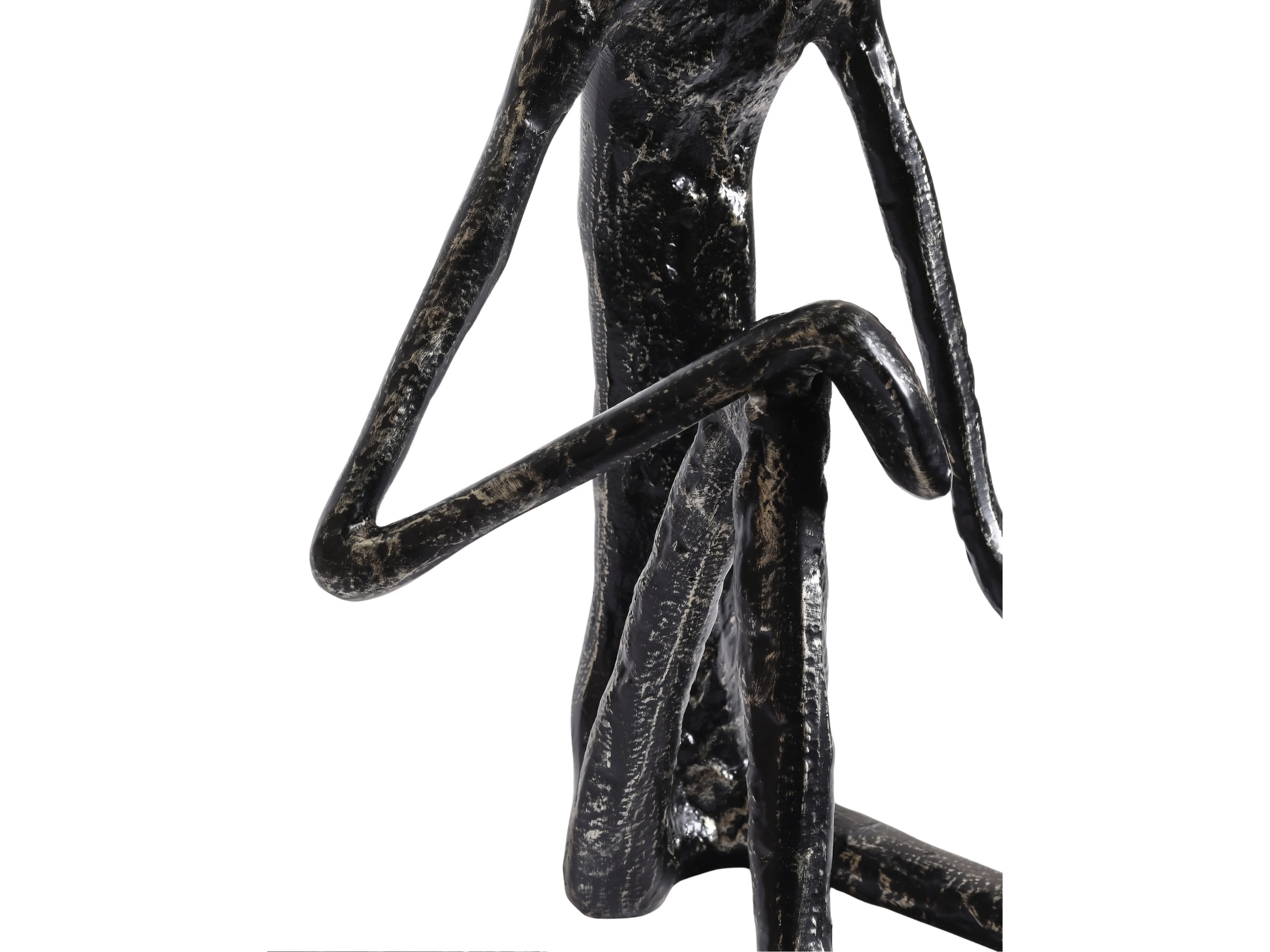 Minimalist Nordic Sitting Figurine – Black & Gold Metal - Image 15
