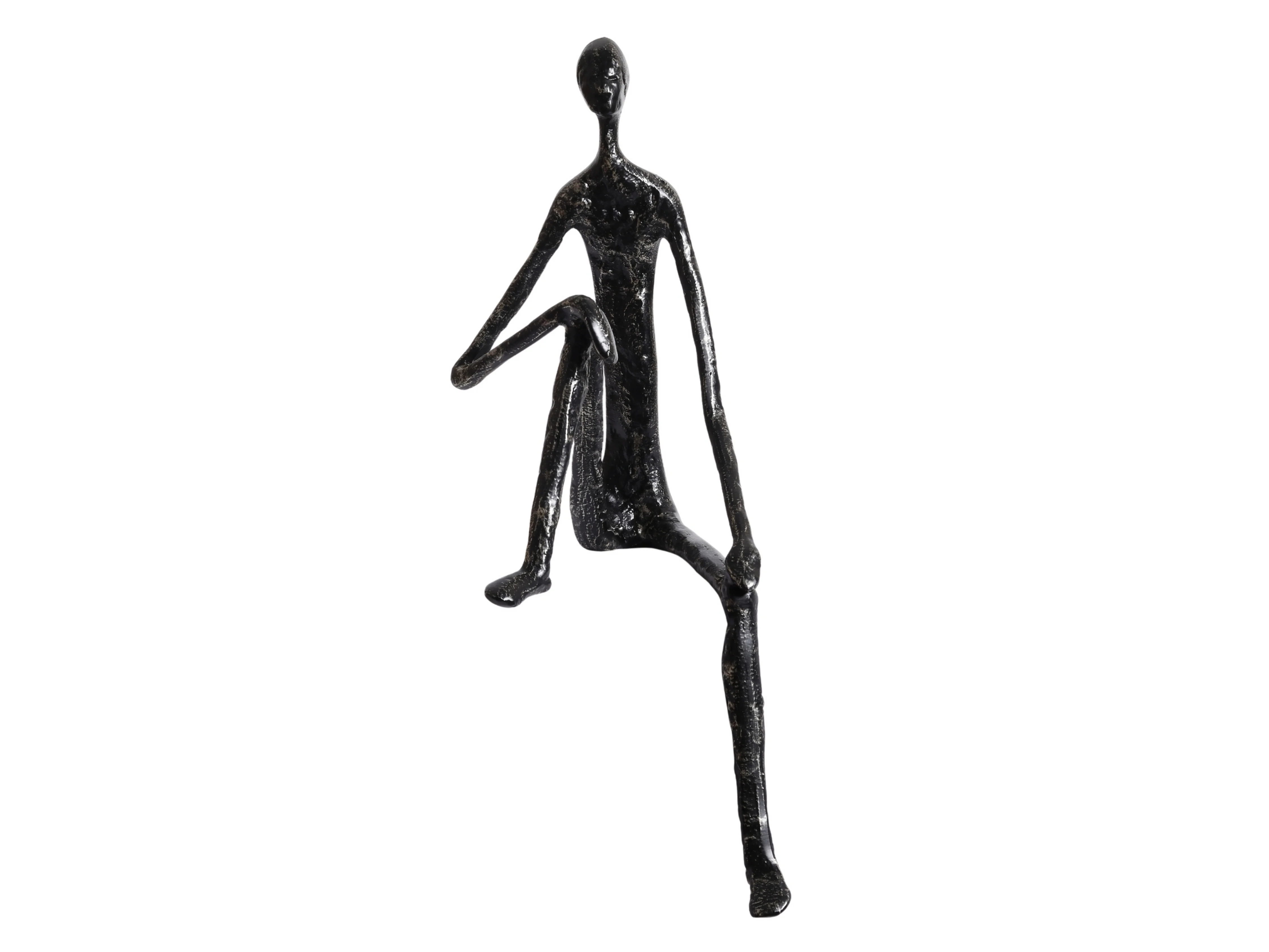Minimalist Nordic Sitting Figurine – Black & Gold Metal - Image 4