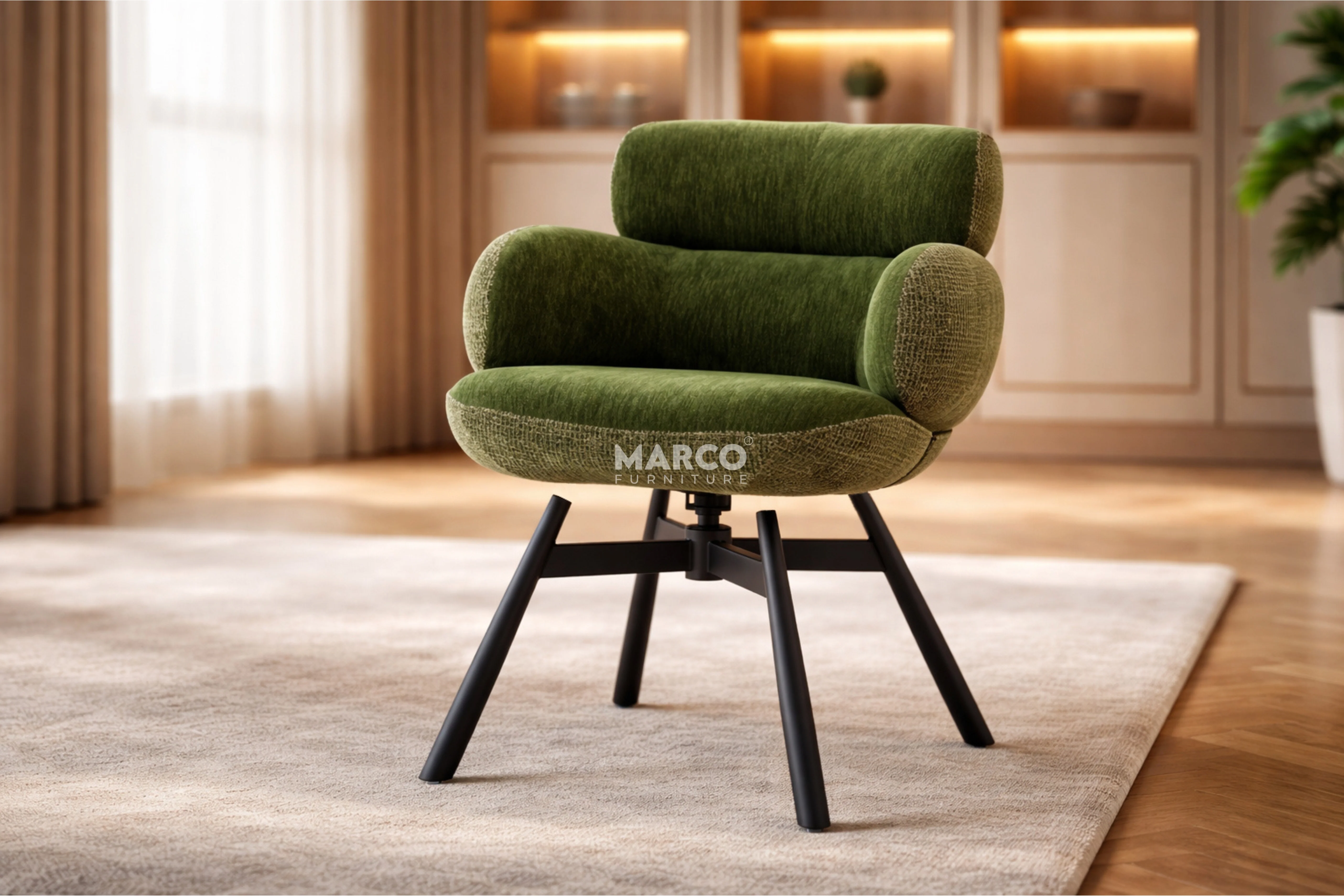 Monaco Upholstered Fabric Swivel Dining Chair - Image 4