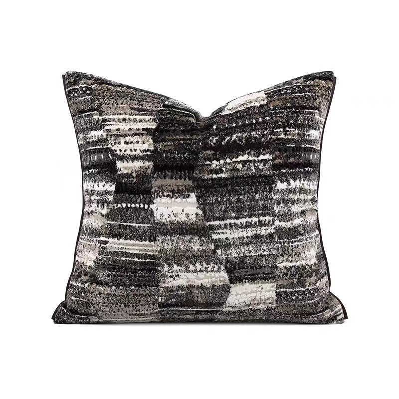 Monochrome Stripes Designer Feather-Filled Cushion - Image 2
