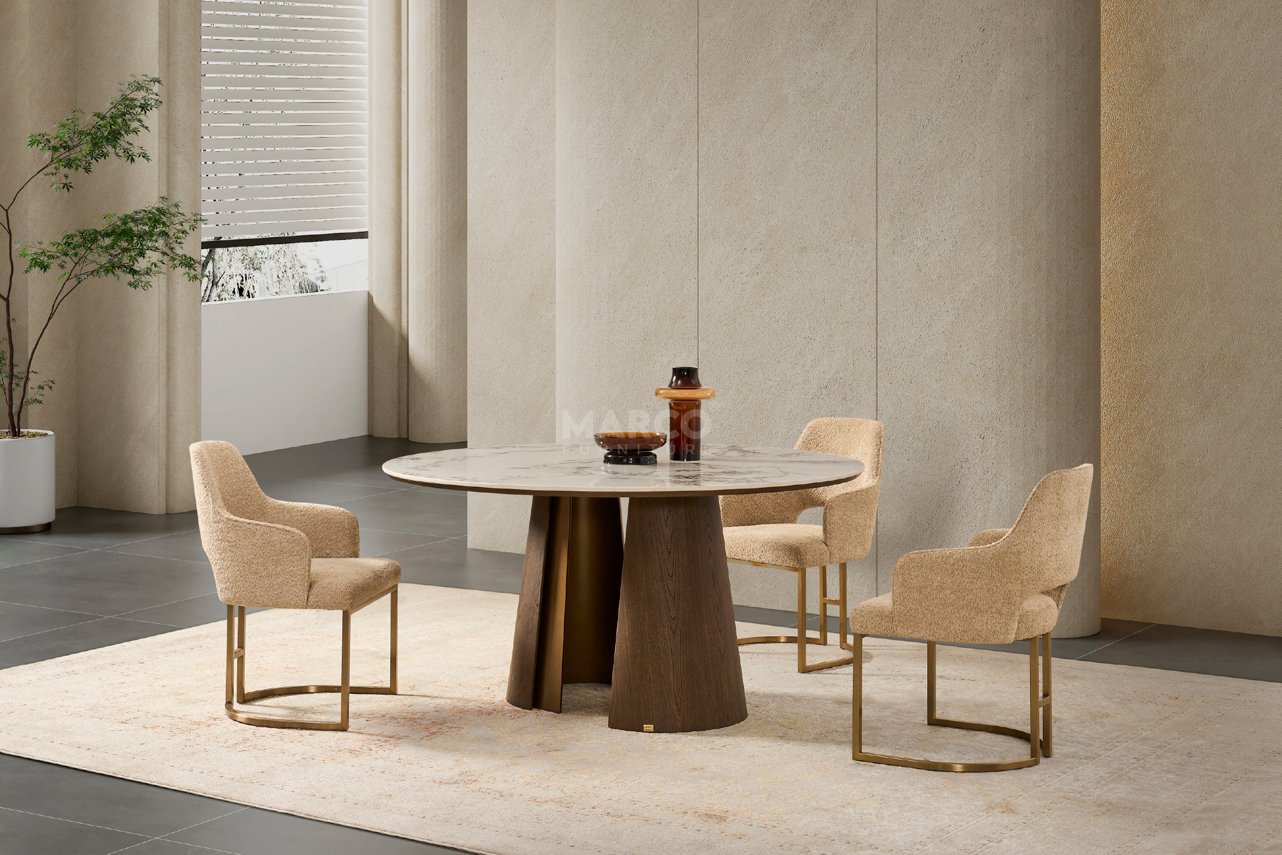 Mont Blanc Round Sintered Stone Top Dining Table - 6 Seater - Image 3