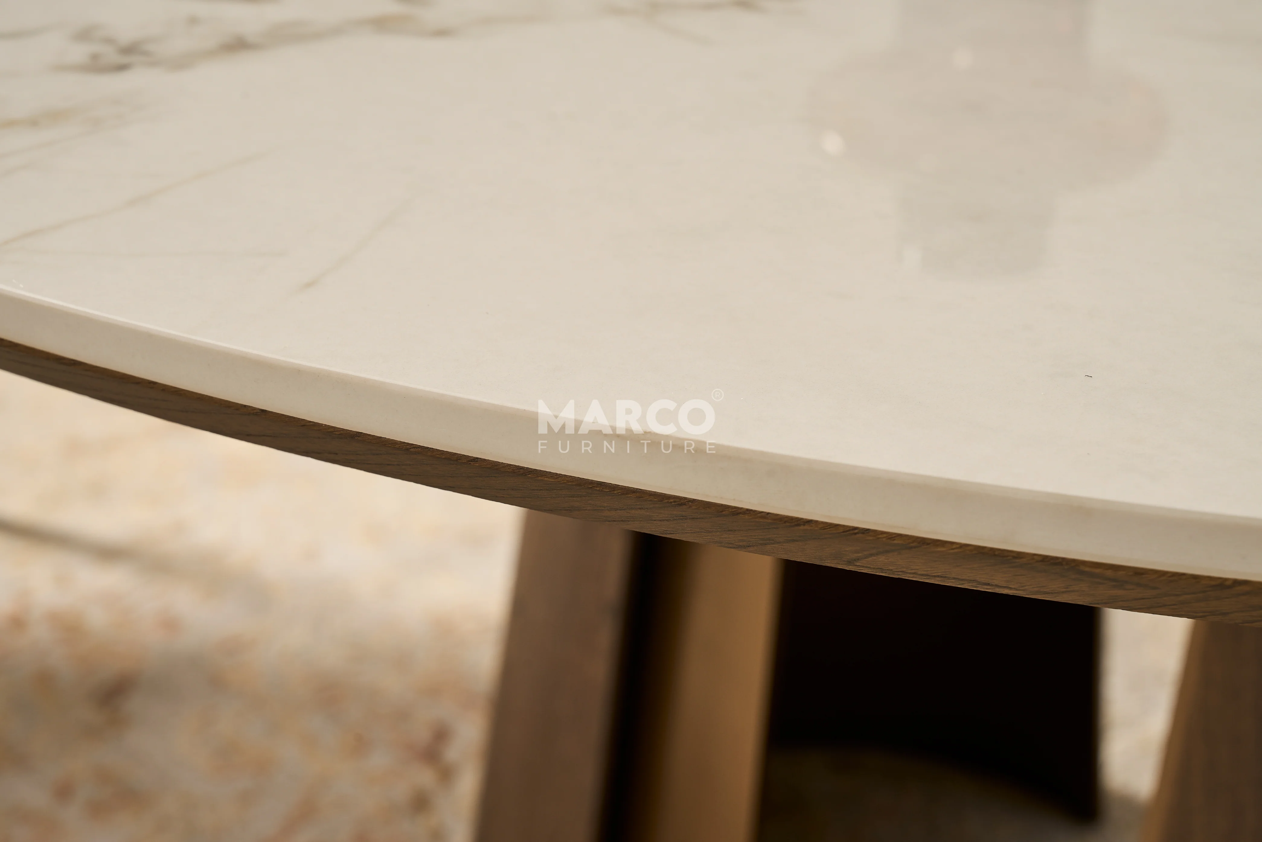 Mont Blanc Round Sintered Stone Top Dining Table - 6 Seater - Image 4
