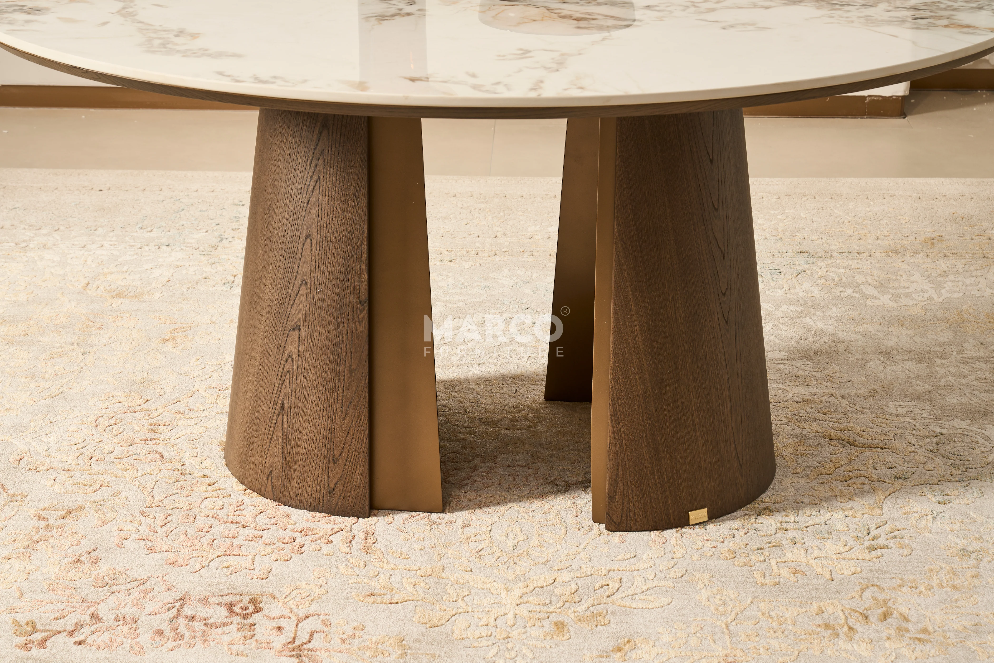 Mont Blanc Round Sintered Stone Top Dining Table - 6 Seater - Image 5