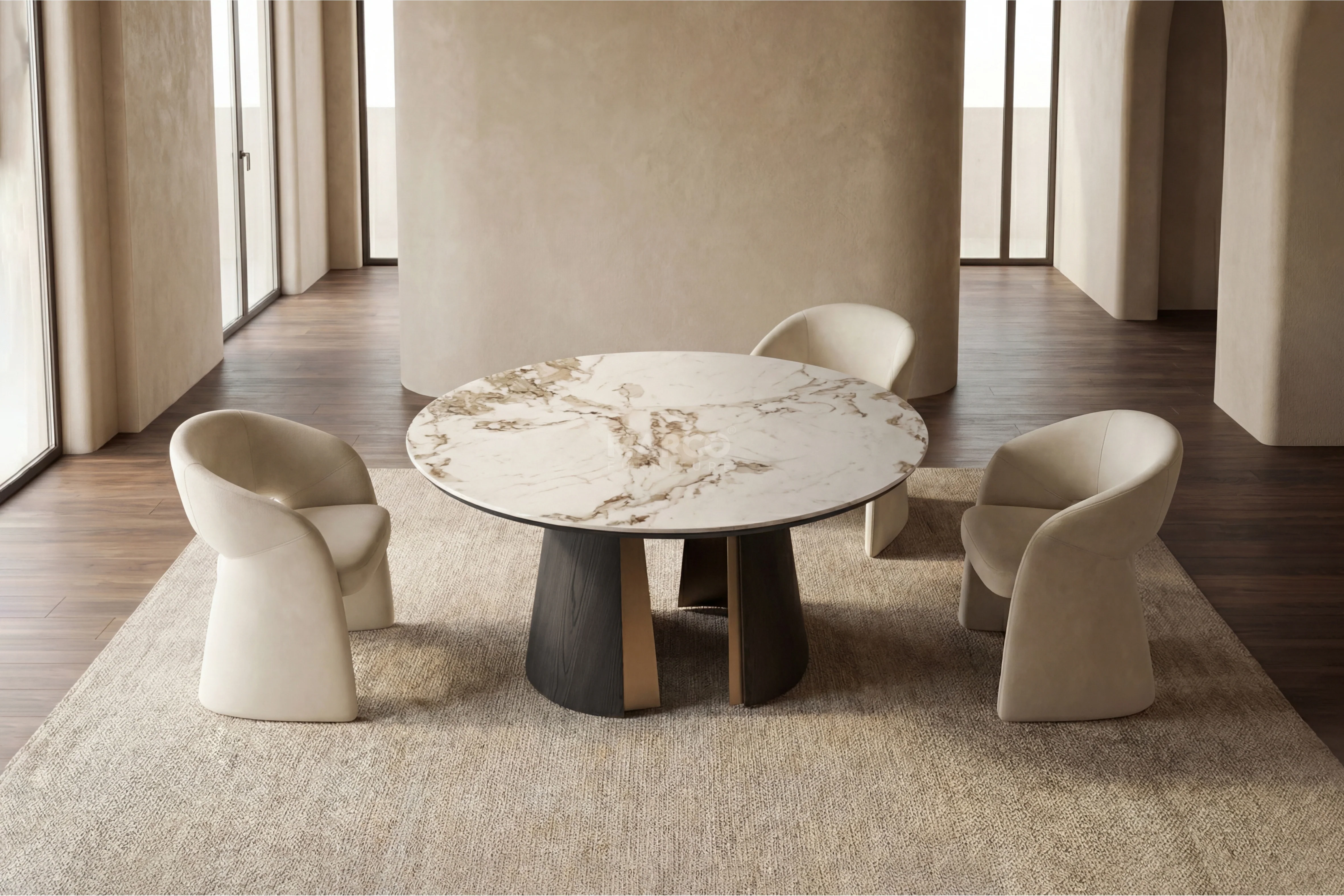 Mont Blanc Sintered Stone Round Dining Table (Black) - Image 3