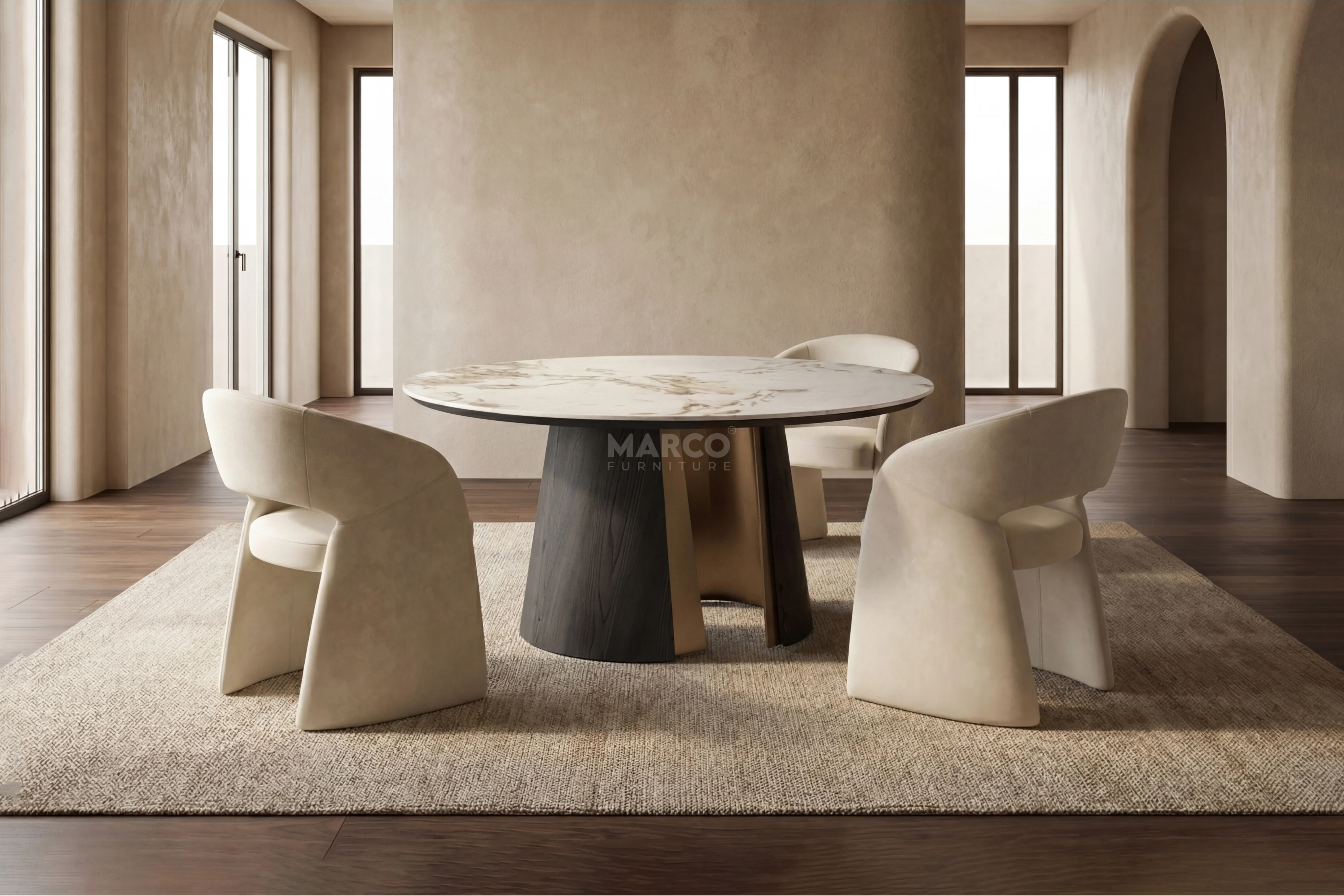 Mont Blanc Sintered Stone Round Dining Table (Black) - Image 4