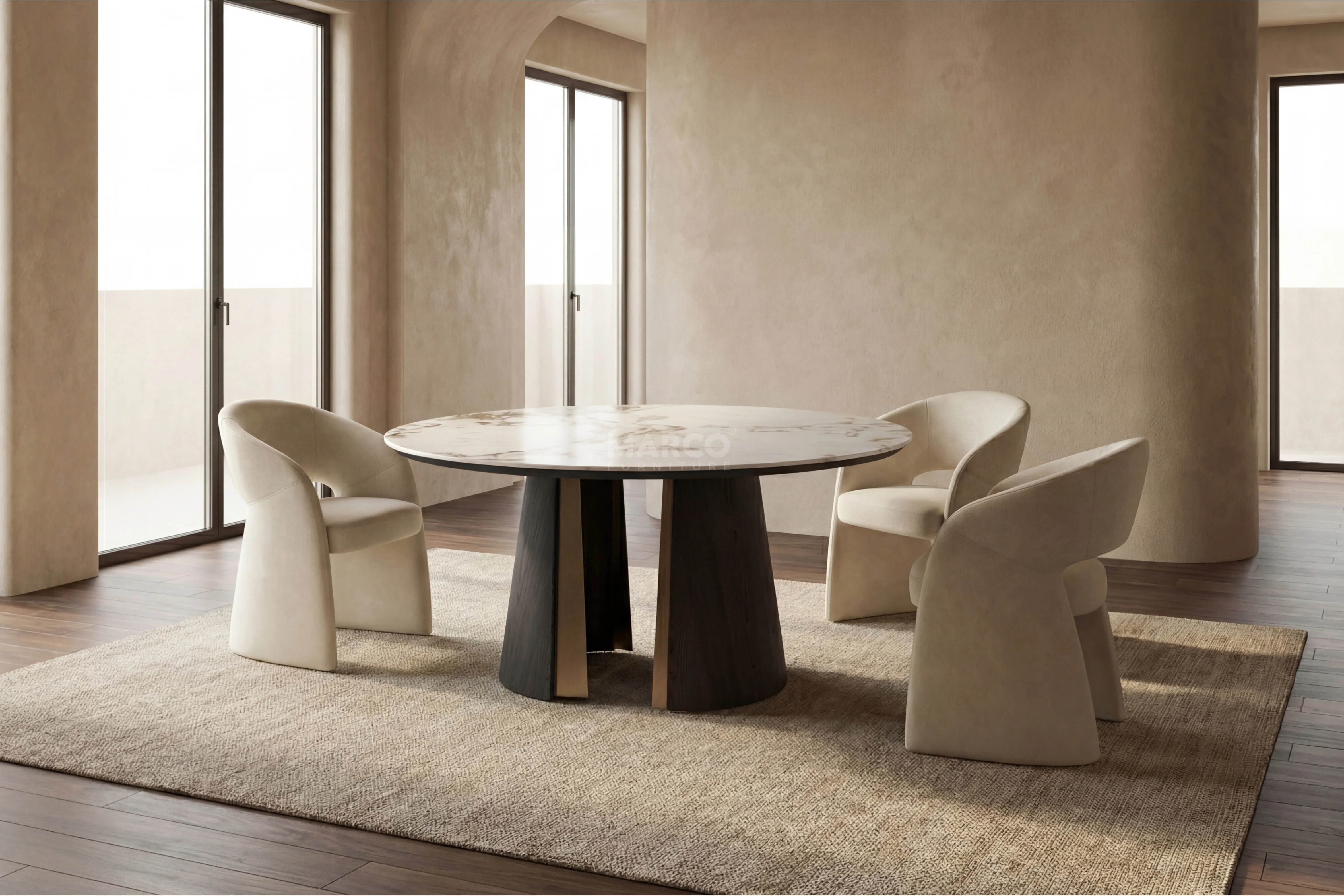 Mont Blanc Sintered Stone Round Dining Table (Black) - Image 6