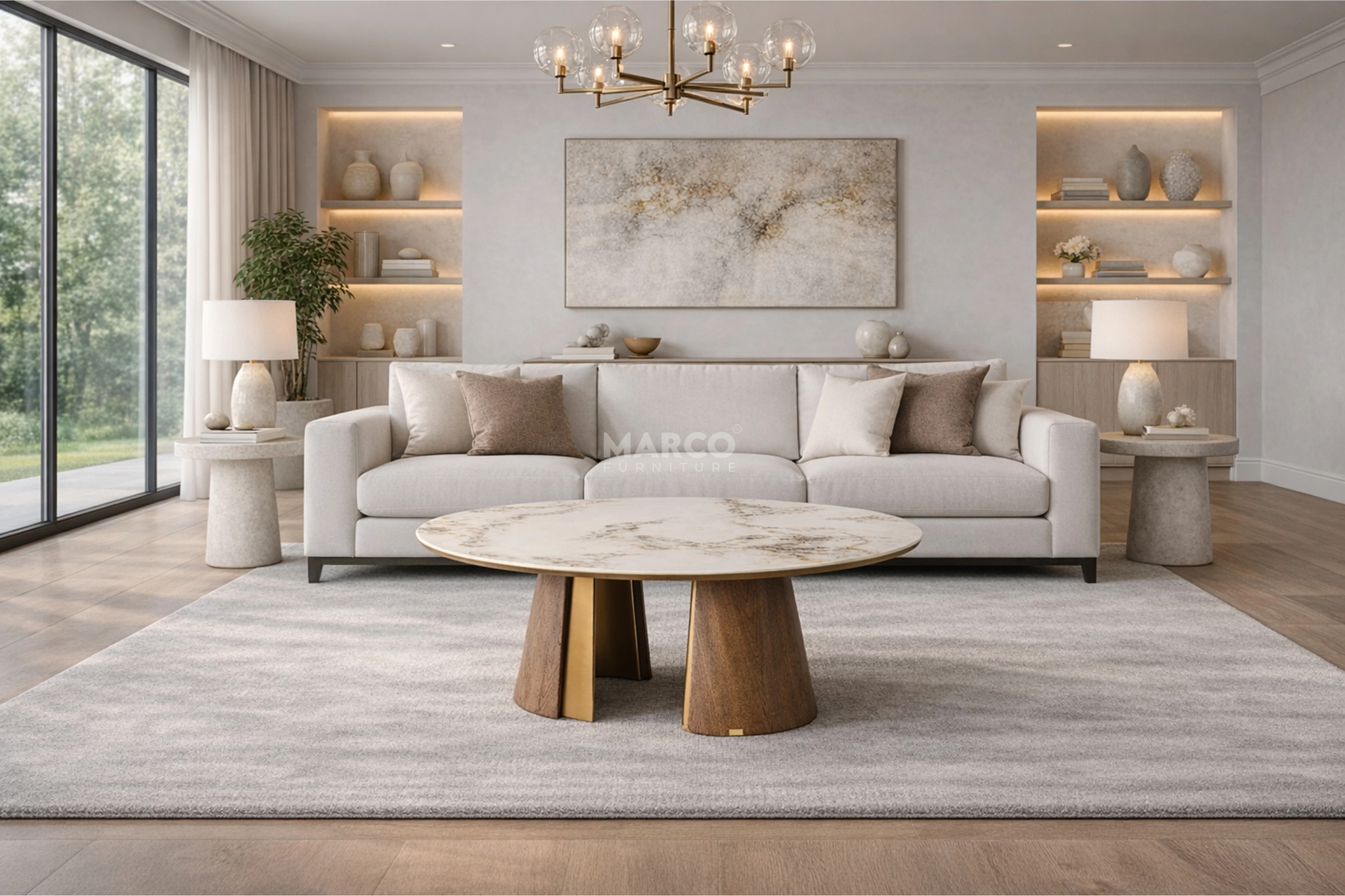 Mont Blanc Sintered Stone Round Coffee Table - Image 5