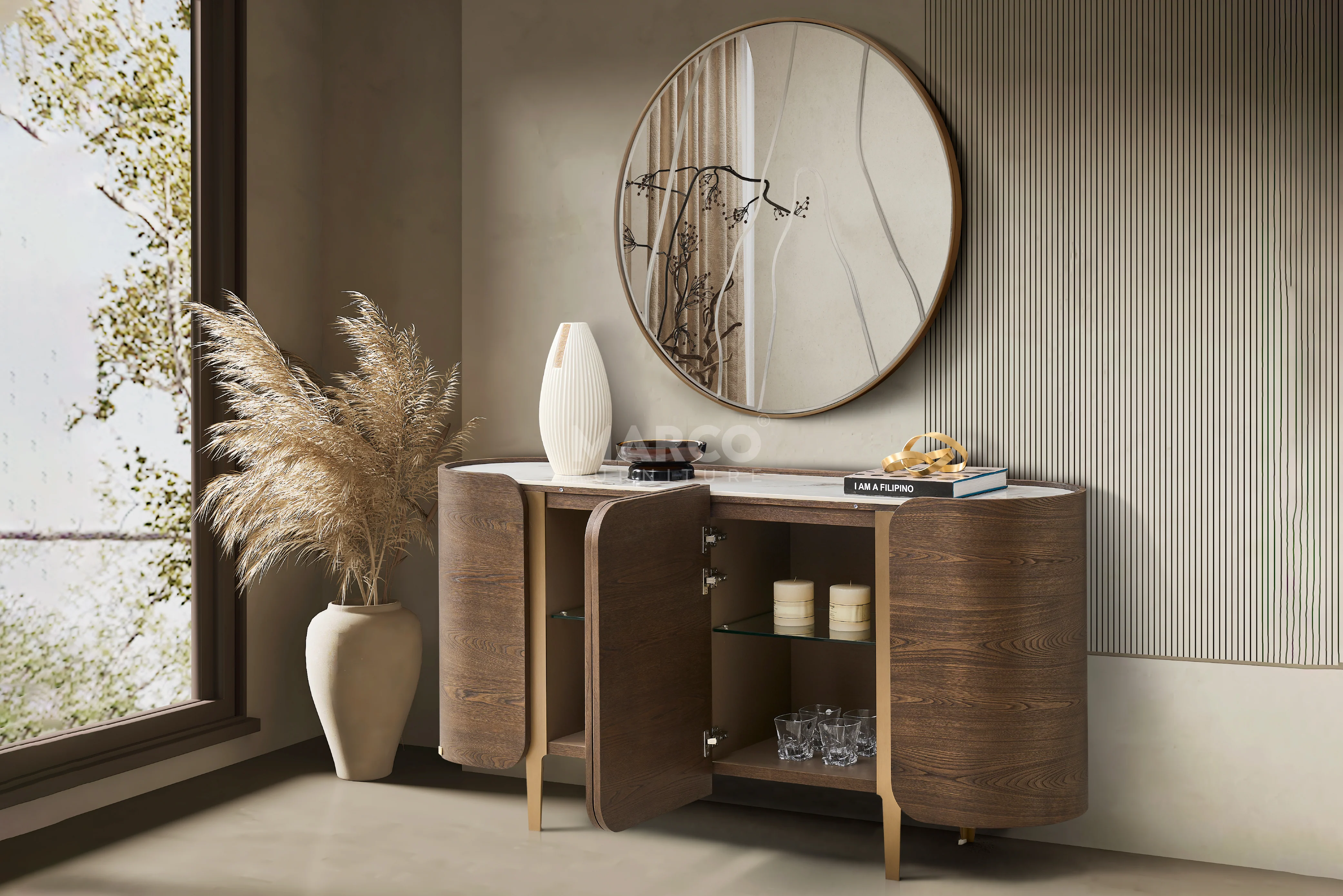 Mont Blanc Sintered Stone Top Sideboard with Storage - Image 4