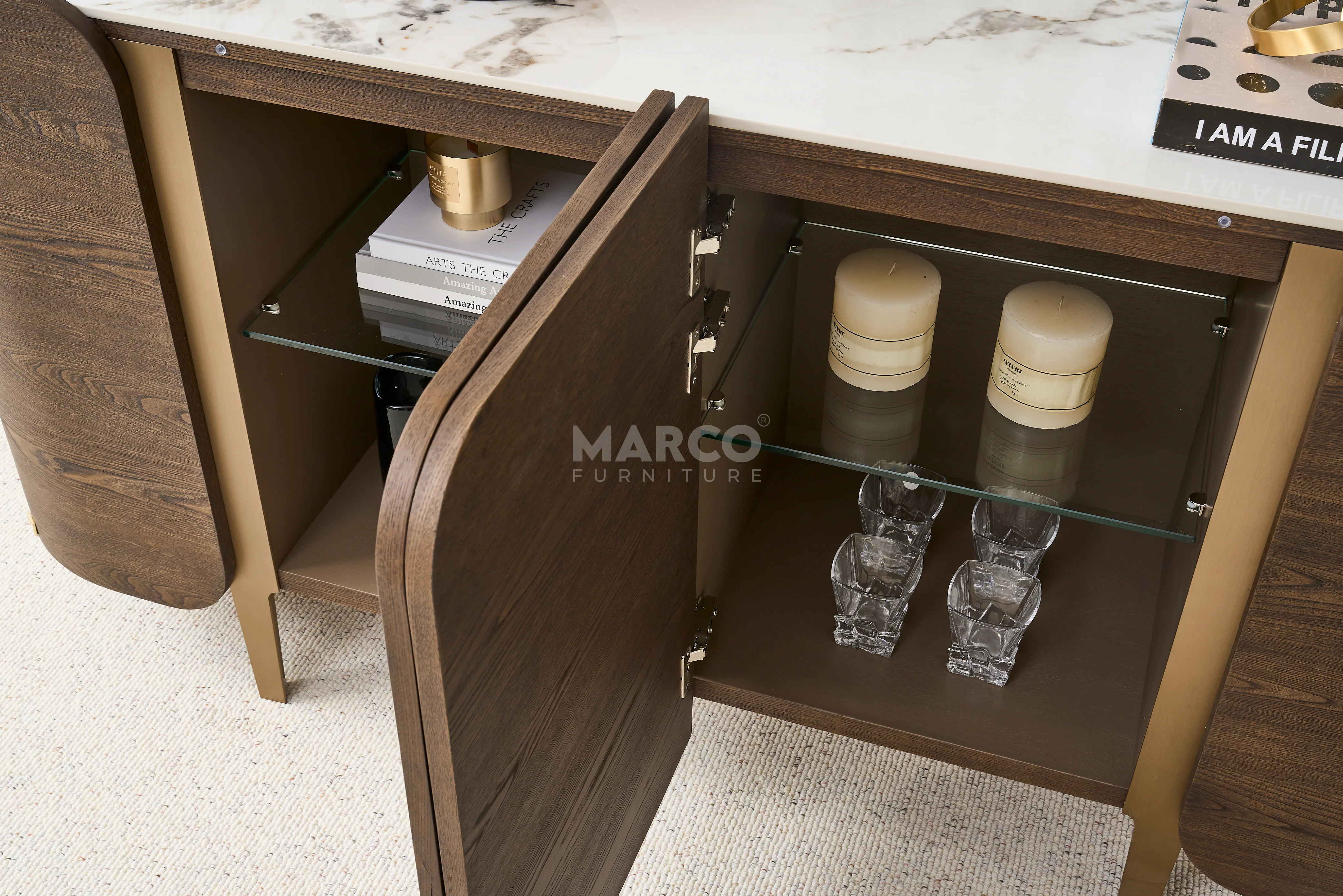 Mont Blanc Sintered Stone Top Sideboard with Storage - Image 7
