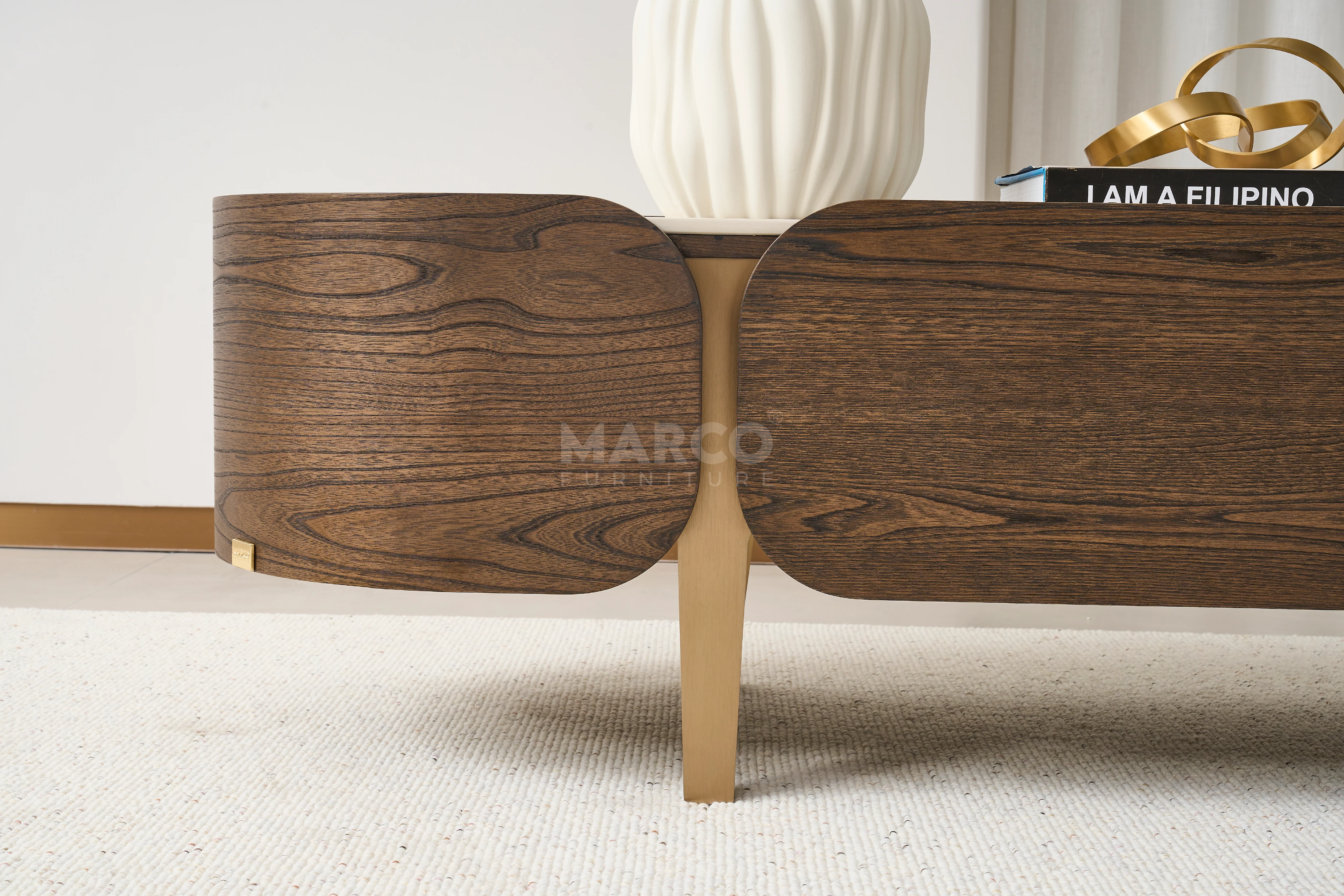 Mont Blanc Pandora Sintered Stone Top TV Unit - Gold Stainless Steel Legs - Image 6