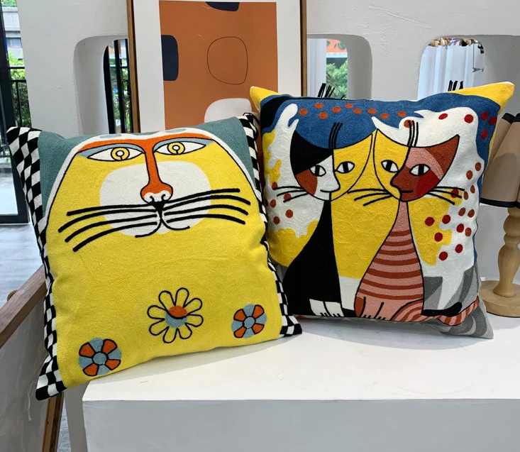 Picasso Inspired Embroidery Cushion Covers (Pillow Included) - Image 2
