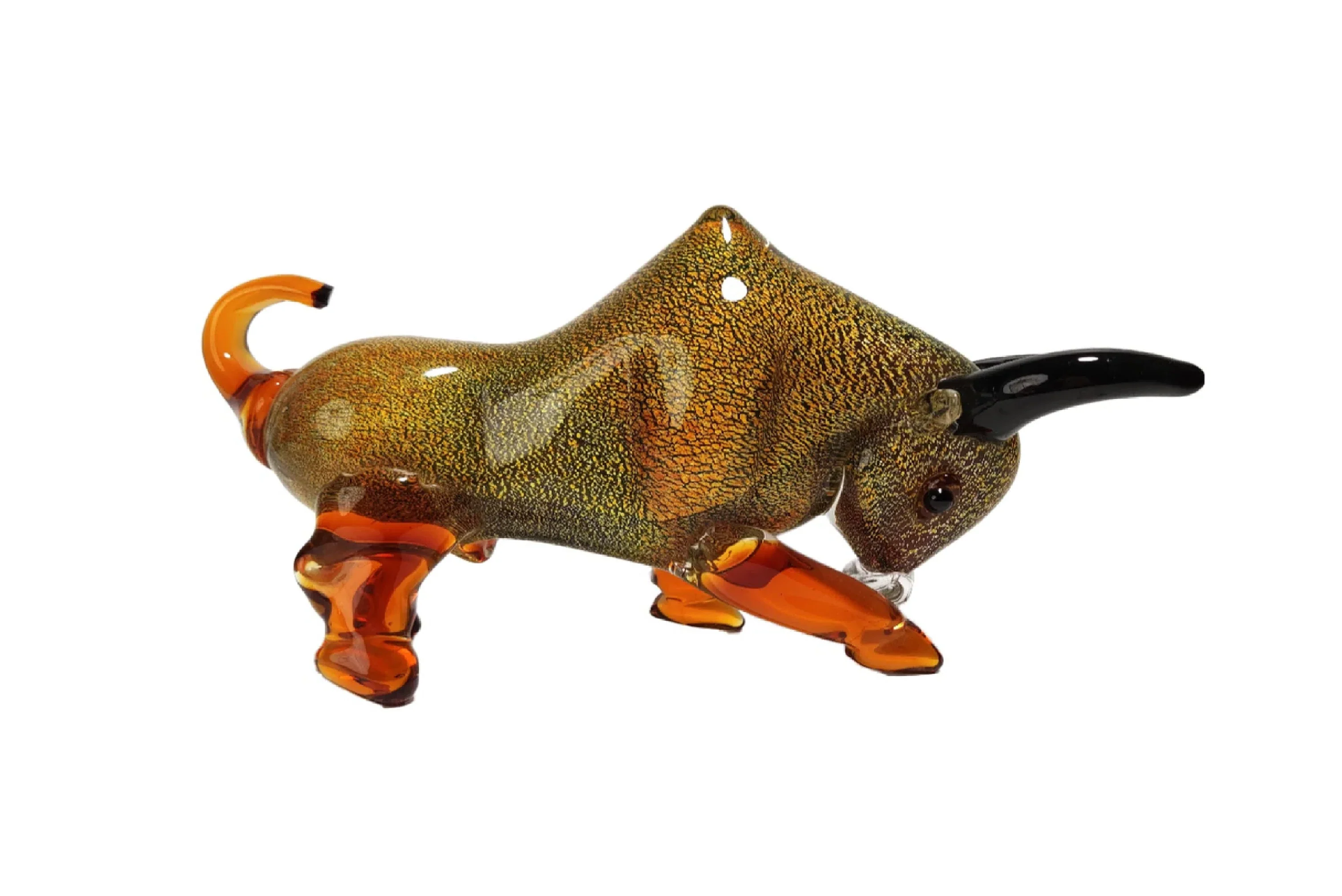 Bull Murano Style Glass Sculpture in Greenish - Image 2