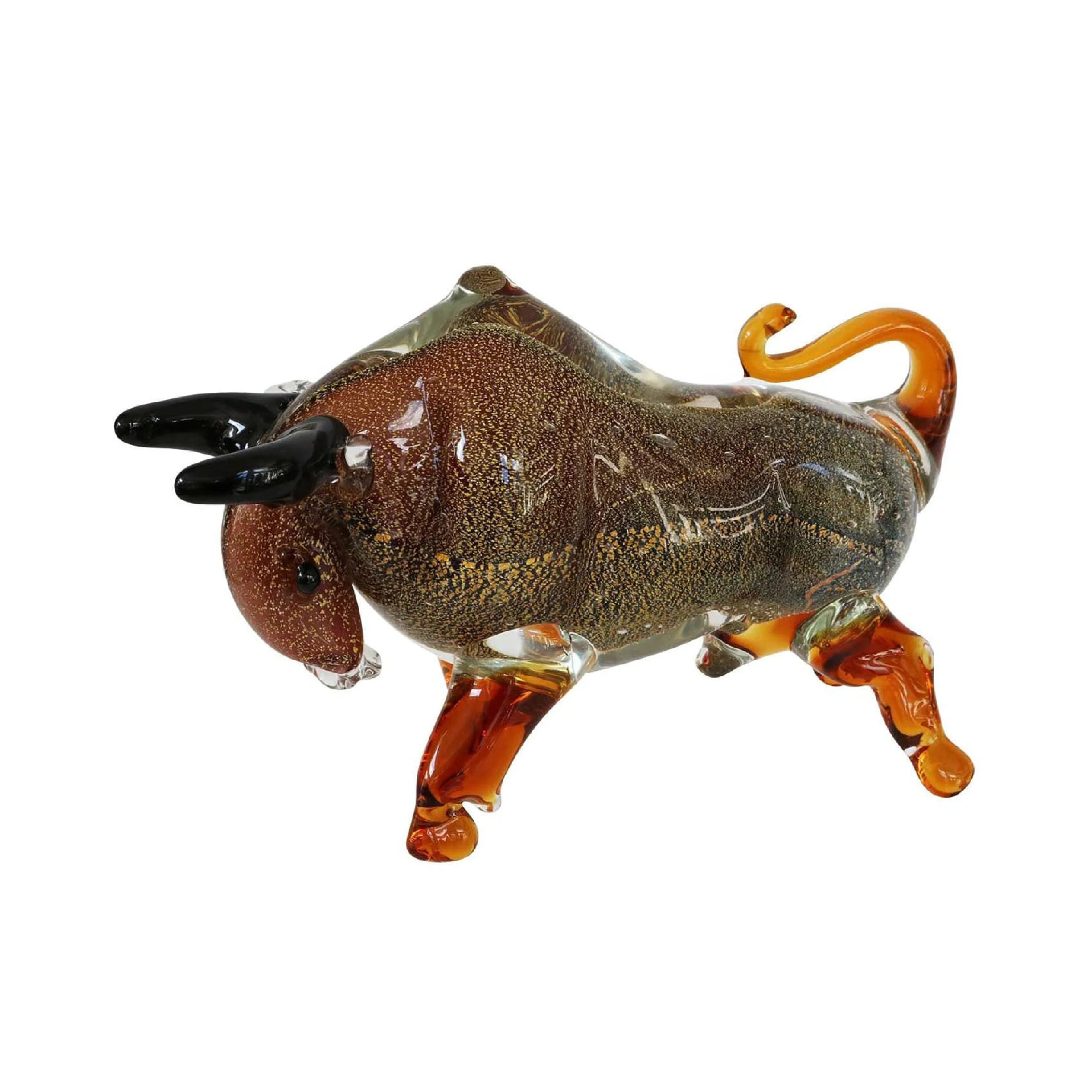Bull Murano Style Glass Sculpture in Greenish - Image 3