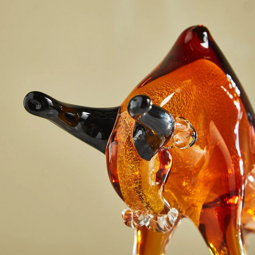 Murano Style Hand-Blown Glass Bull Sculpture - Image 3