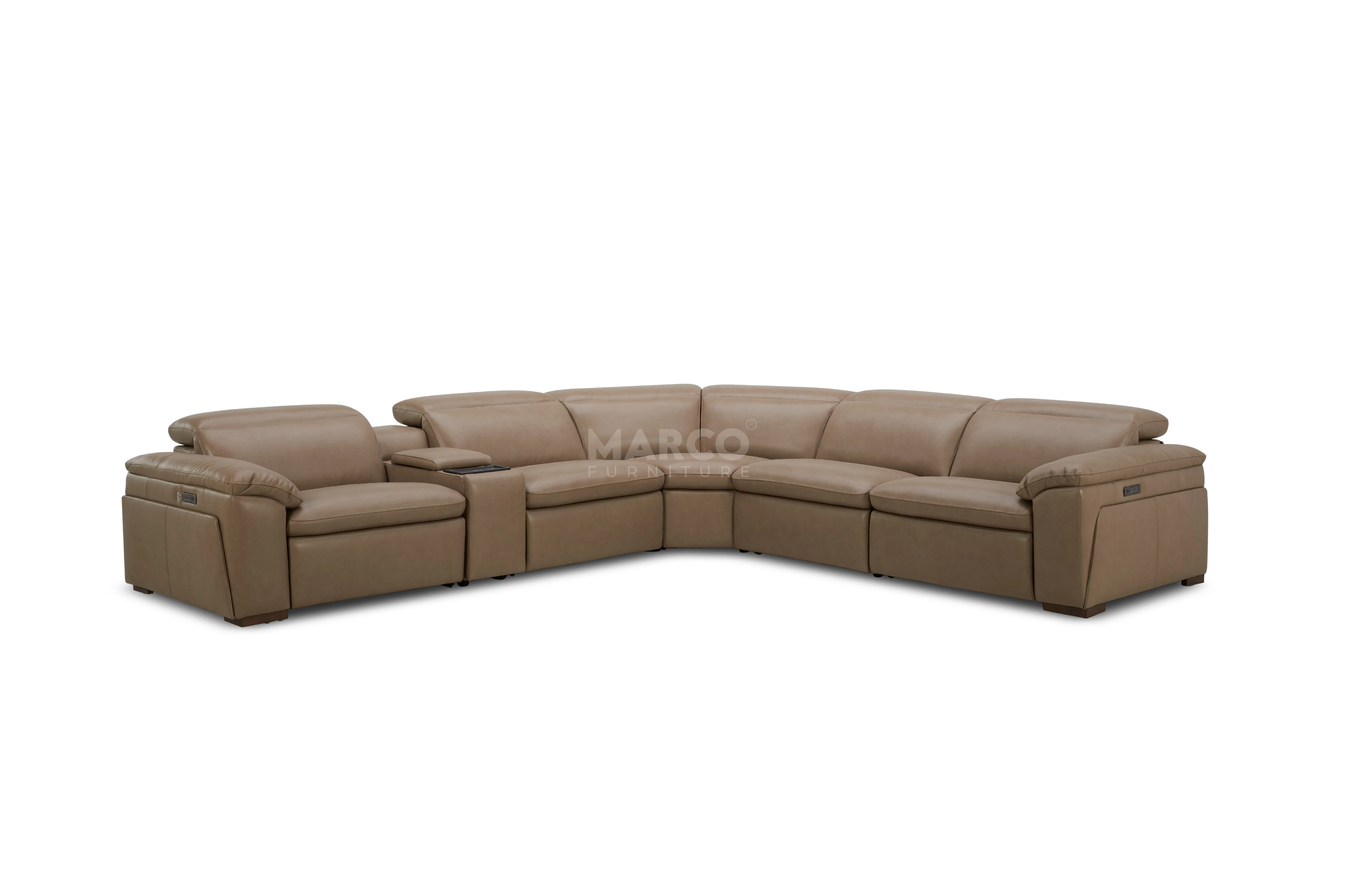 Nevada Leather Reclining Corner Lounge with Adjustable Headrests - Image 3