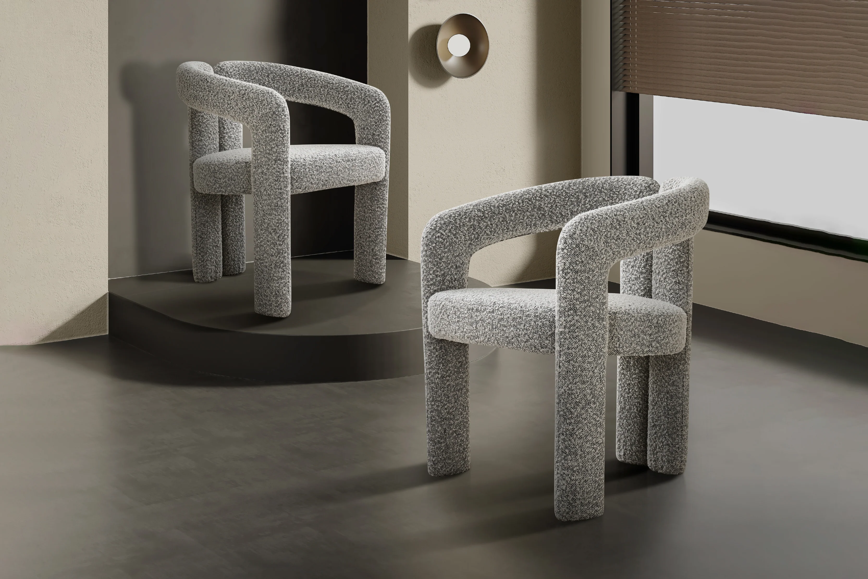 Nirvana Boucle Fabric Modern Dining Chair (Salt & Pepper)