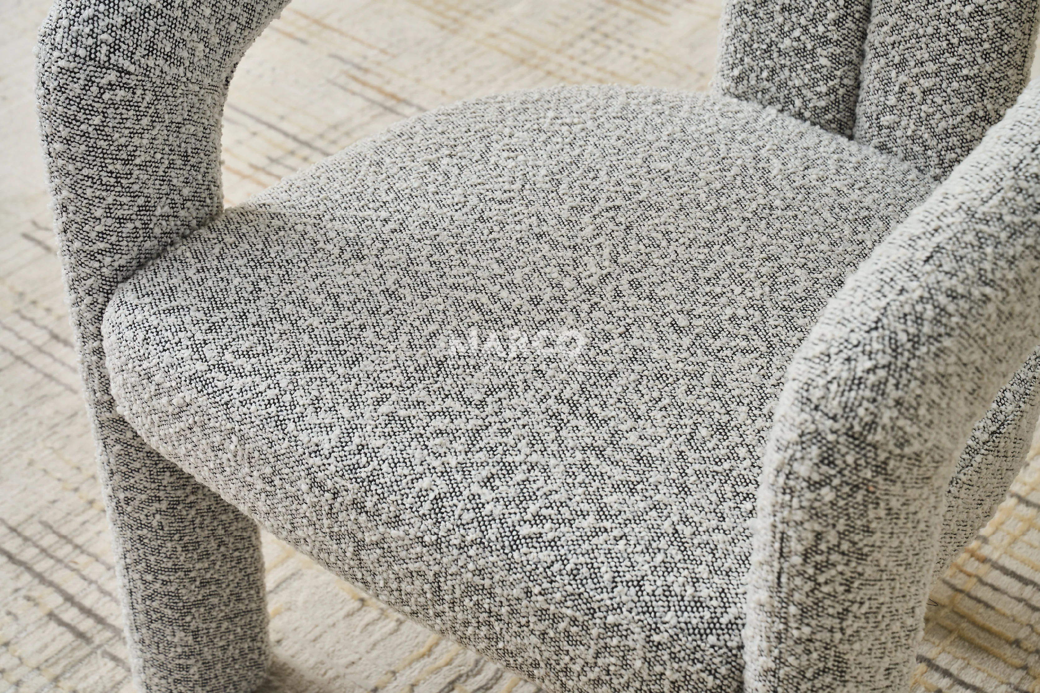 Nirvana Boucle Fabric Modern Dining Chair (Salt & Pepper) - Image 15