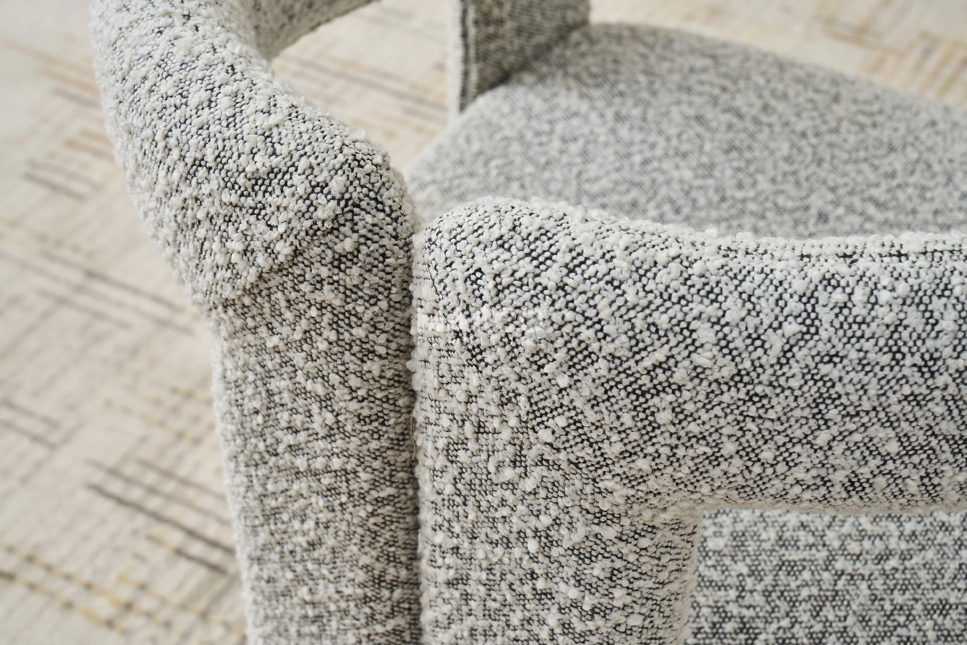 Nirvana Boucle Fabric Modern Dining Chair (Salt & Pepper) - Image 16